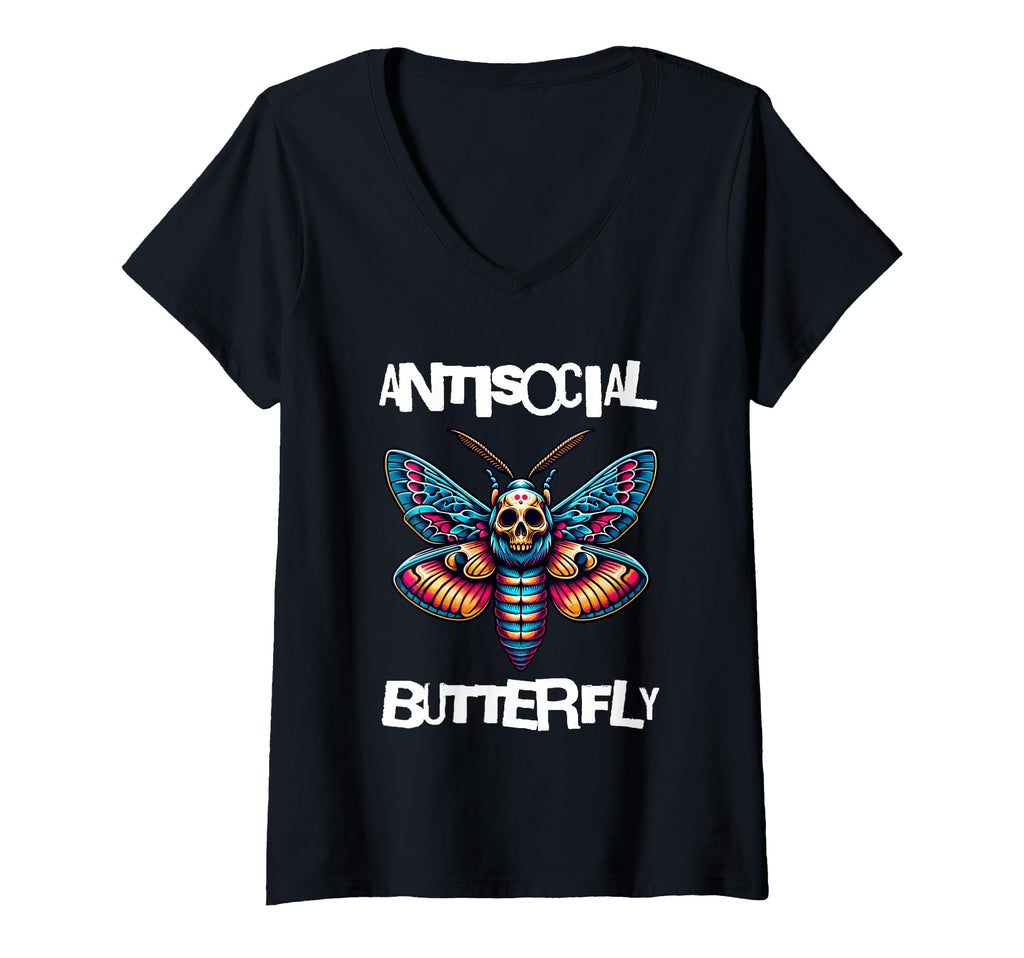 Womens Antisocial Butterfly Funny Death T-Shirt - Minimalist Print Unisex - T-Shirt, Sweatshirt, Hoodie