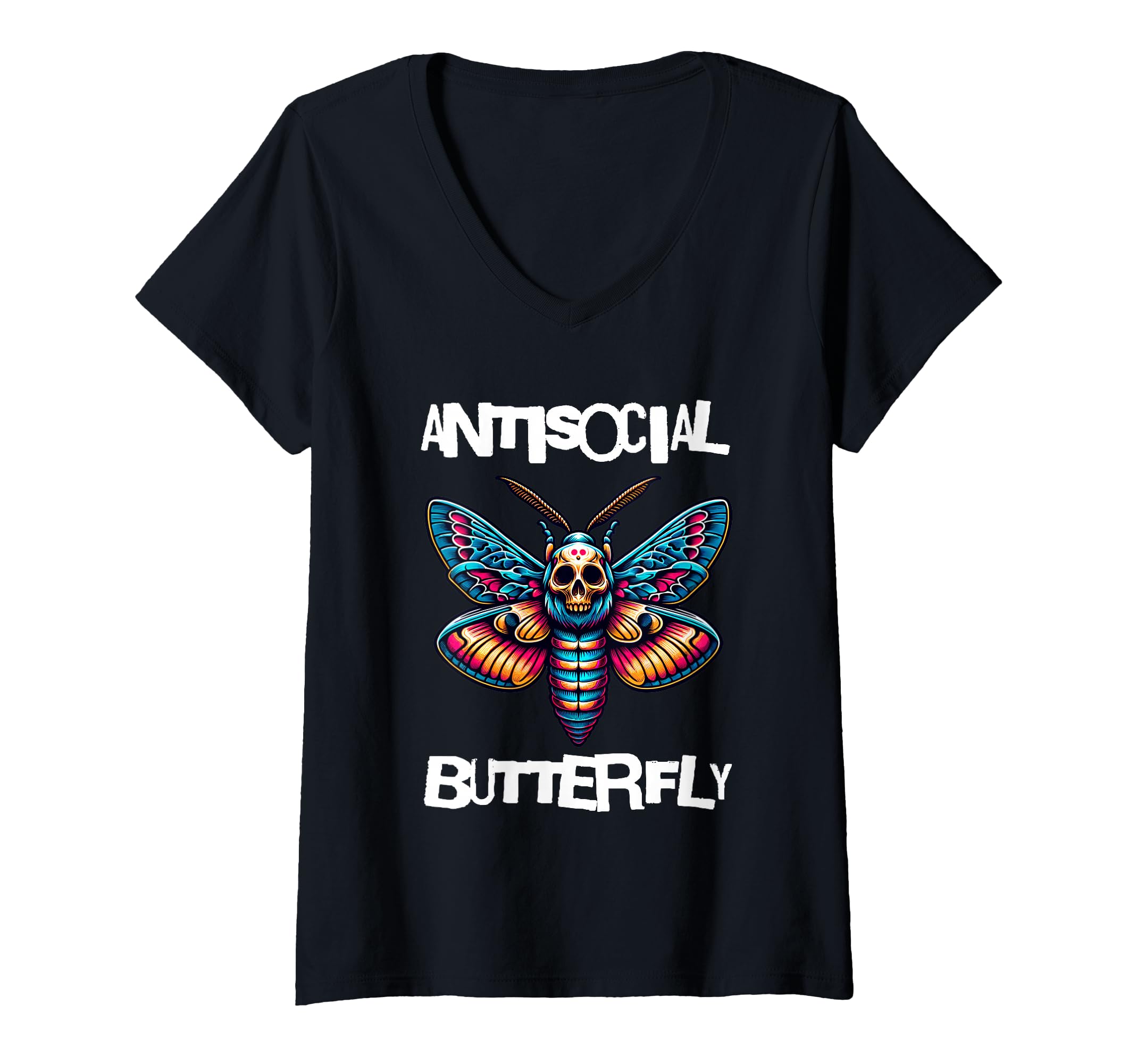 Womens Antisocial Butterfly Funny Death T-Shirt - Minimalist Print Unisex - T-Shirt, Sweatshirt, Hoodie