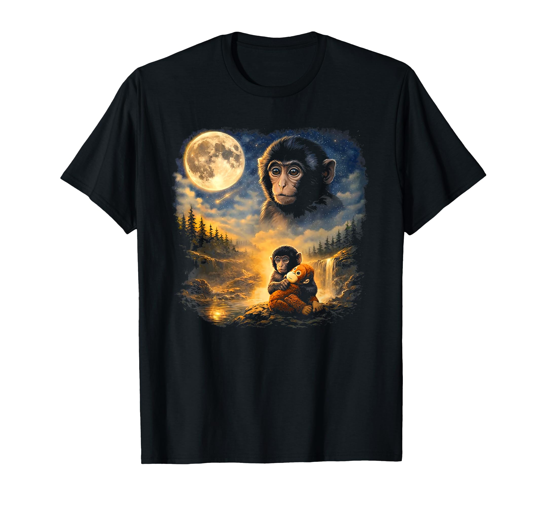 Punch Monkey Moon 90S Animal T-Shirt - Casual Everyday Wear Men Women - T-Shirt, Sweatshirt, Hoodie