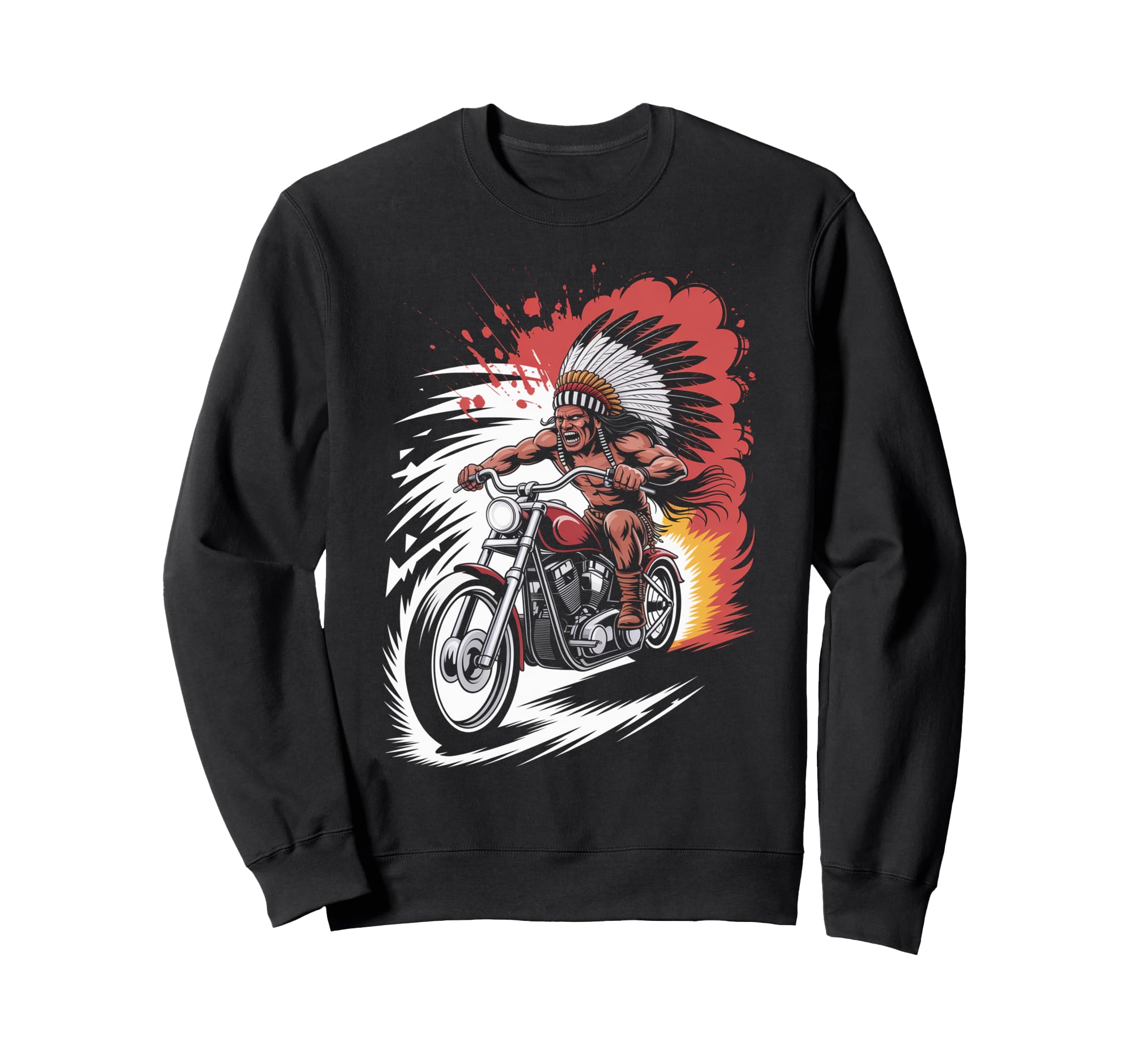 Native American Riding Biker Sweatshirt - Aesthetic Graphic for Adults - T-Shirt, Sweatshirt, Hoodie