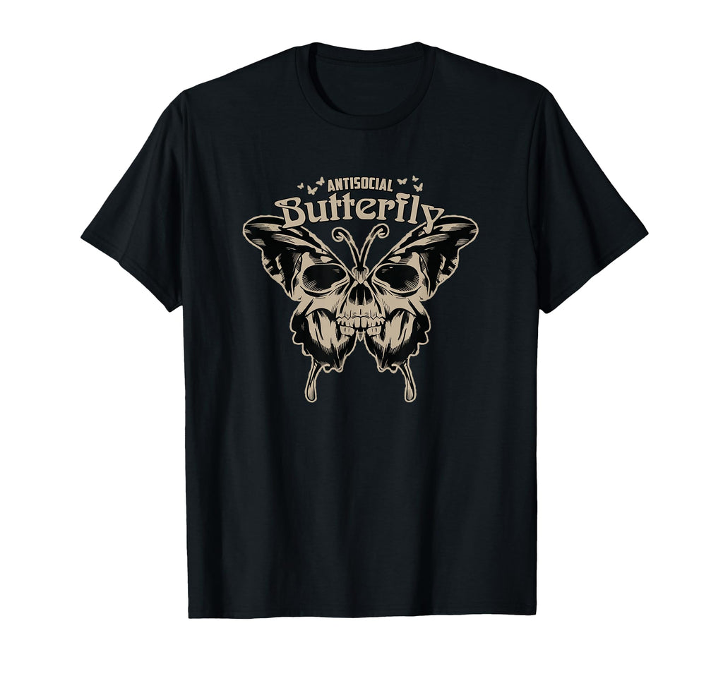 Antisocial Butterfly Skull Wings T-Shirt - Graphic Print Men Women - T-Shirt, Sweatshirt, Hoodie