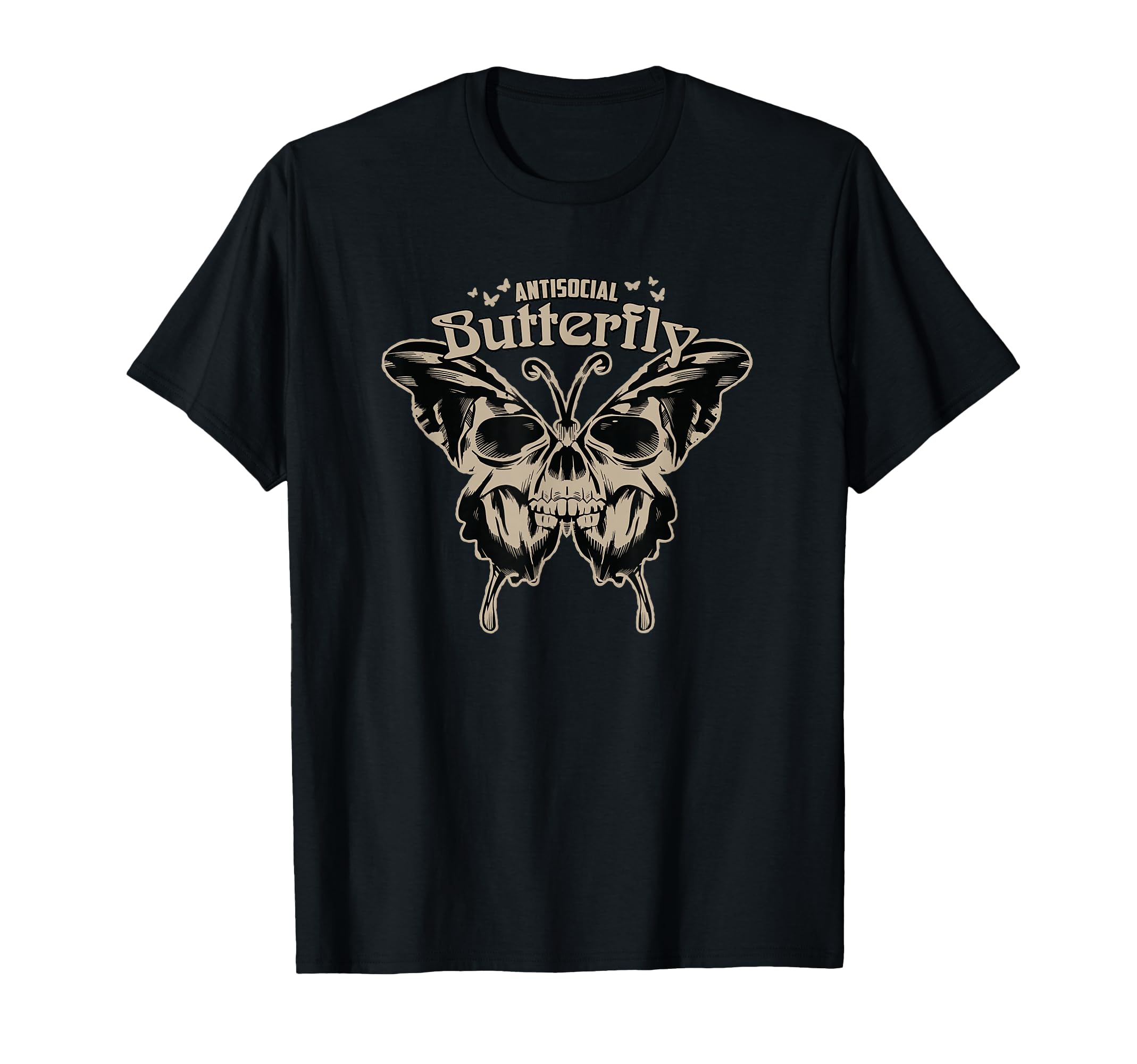 Antisocial Butterfly Skull Wings T-Shirt - Graphic Print Men Women - T-Shirt, Sweatshirt, Hoodie