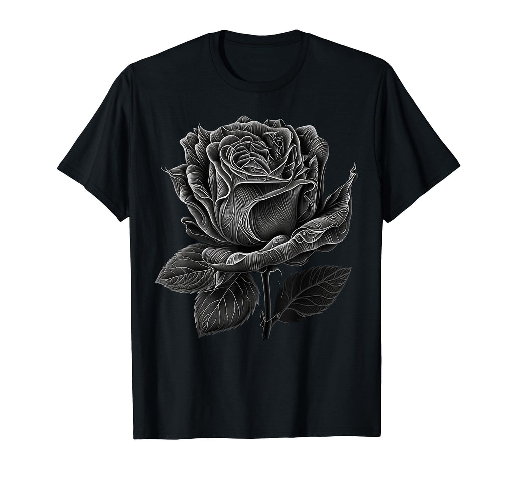 Minimalistic Rose Flower Black And T-Shirt - Unique Graphic Men Women - T-Shirt, Sweatshirt, Hoodie