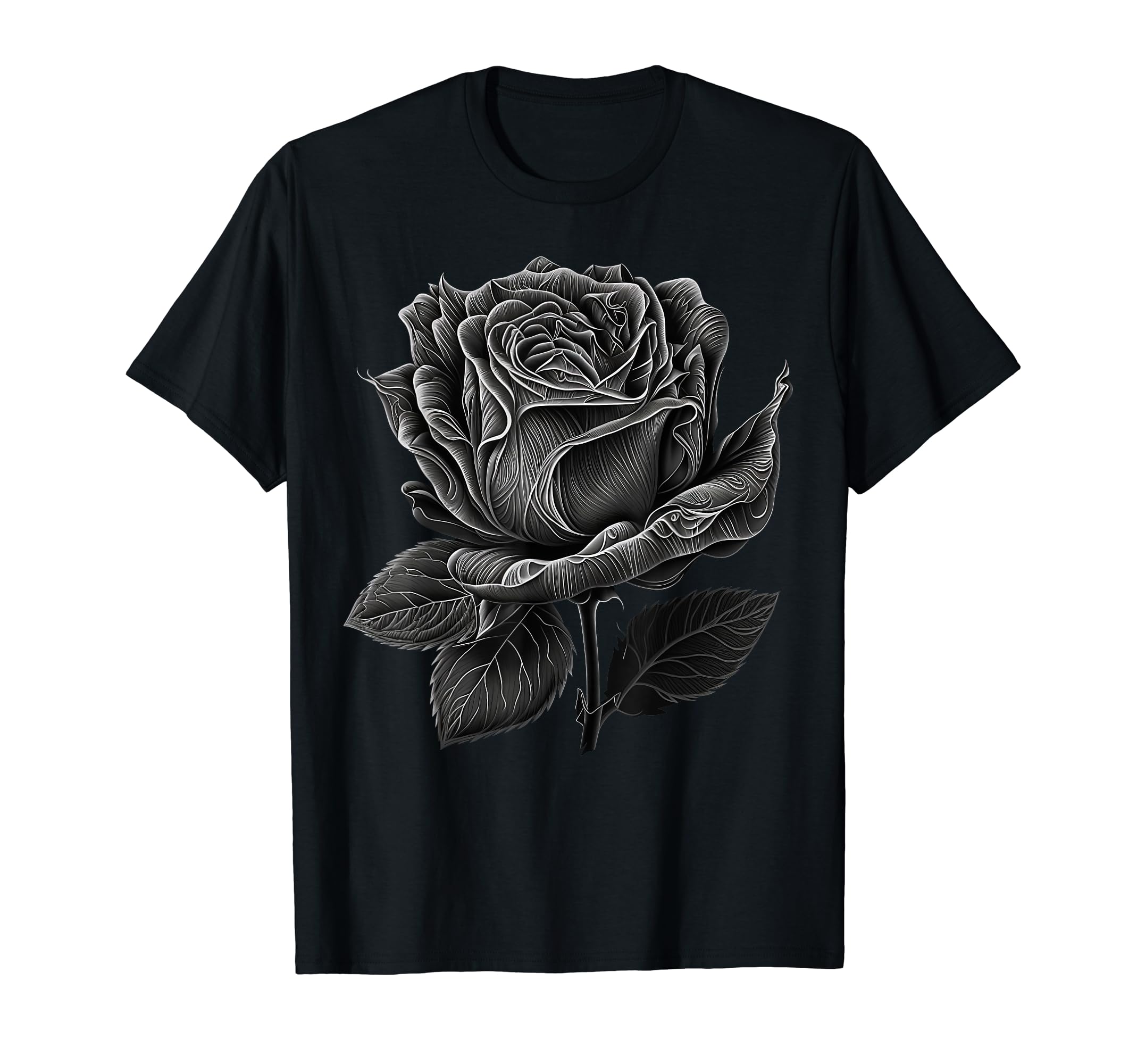Minimalistic Rose Flower Black And T-Shirt - Unique Graphic Men Women - T-Shirt, Sweatshirt, Hoodie