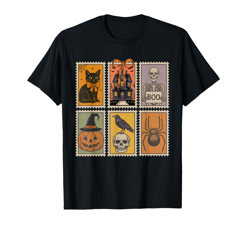 Halloween Stamp Ghost Pumpkin T-Shirt - Casual Everyday Wear for Adults - T-Shirt, Sweatshirt, Hoodie