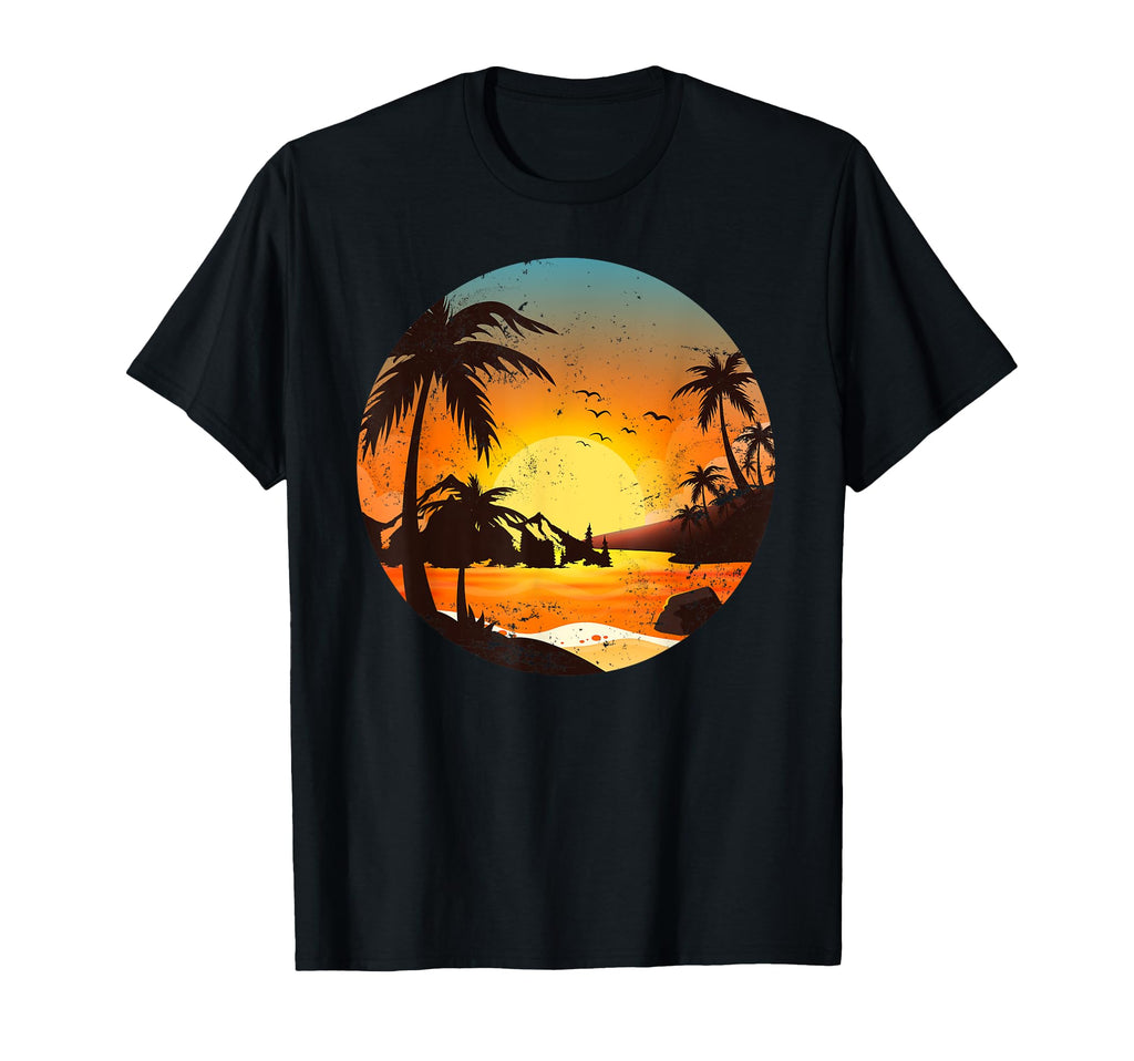 Mountains Sunny Beach Palm Trees T-Shirt - Fun Novelty Design for Adults - T-Shirt, Sweatshirt, Hoodie