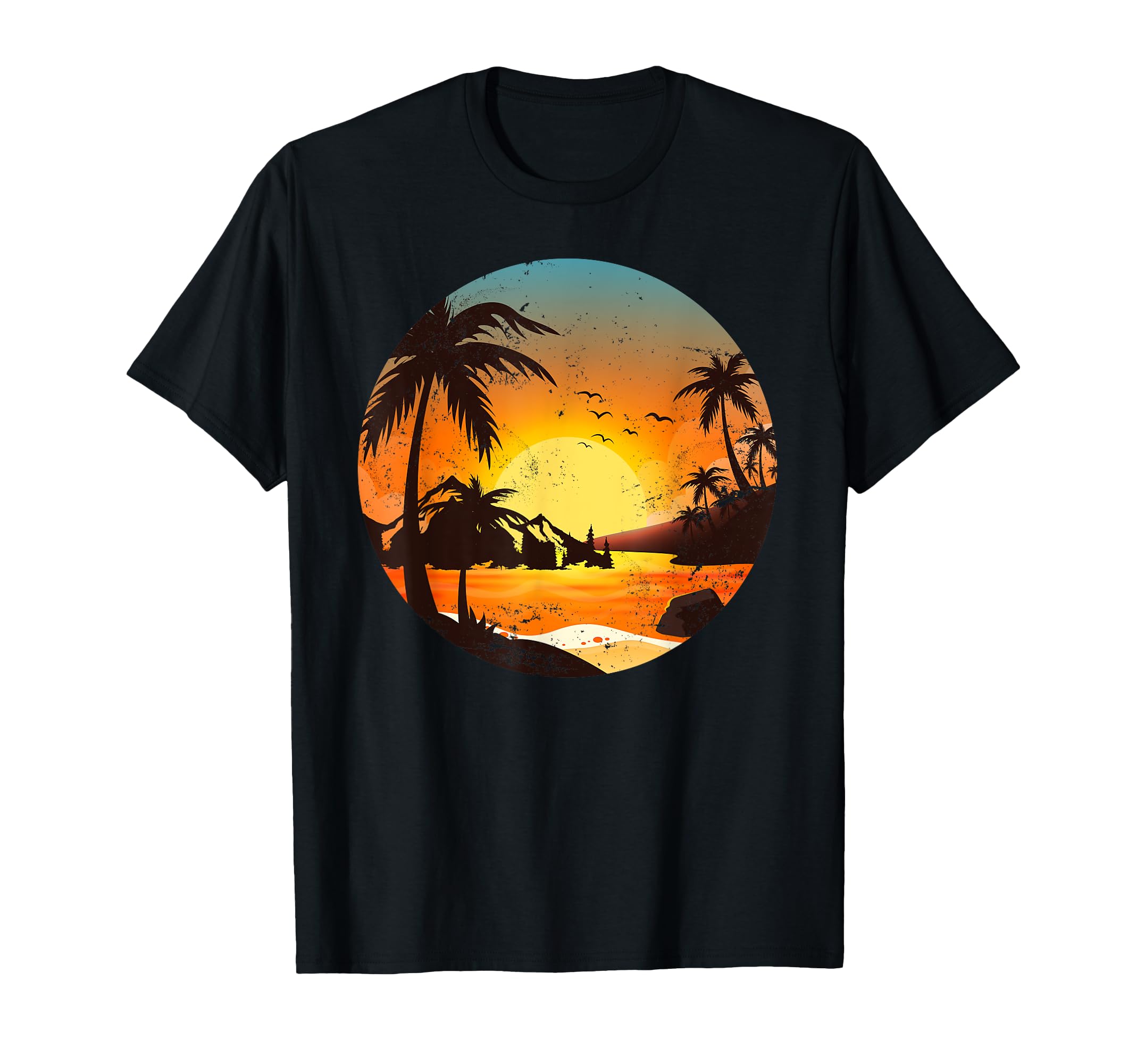Mountains Sunny Beach Palm Trees T-Shirt - Fun Novelty Design for Adults - T-Shirt, Sweatshirt, Hoodie