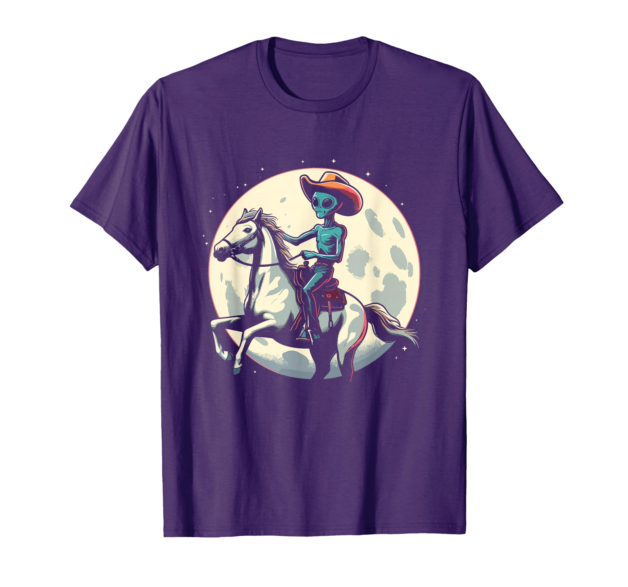 Alien Cowboy Horse Alien Ufo T-Shirt - Minimalist Print for Adults - T-Shirt, Sweatshirt, Hoodie
