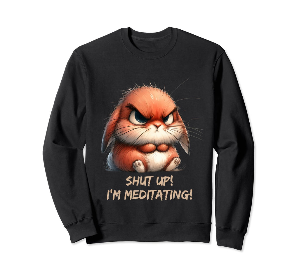 Grumpy Bunny Doing Yoga Sweatshirt - Aesthetic Graphic for Adults - T-Shirt, Sweatshirt, Hoodie