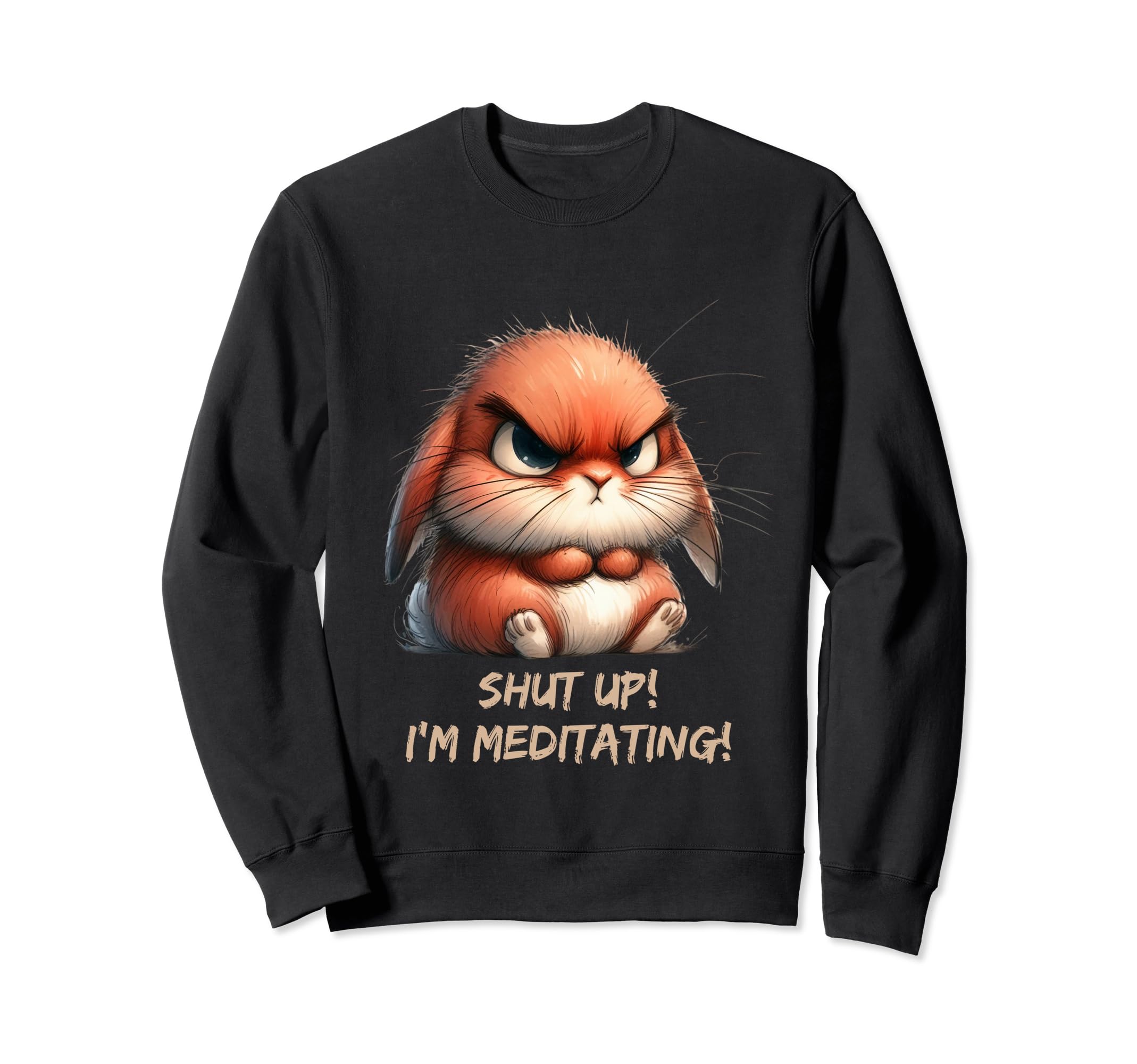 Grumpy Bunny Doing Yoga Sweatshirt - Aesthetic Graphic for Adults - T-Shirt, Sweatshirt, Hoodie