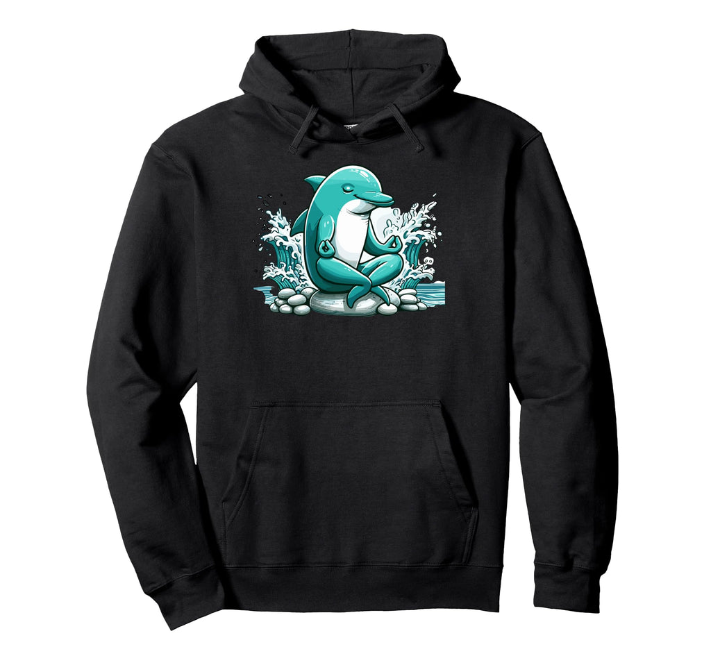 Meditation Dolphin Yoga Pose Relaxing Hoodie - Unique Graphic for Adults - T-Shirt, Sweatshirt, Hoodie