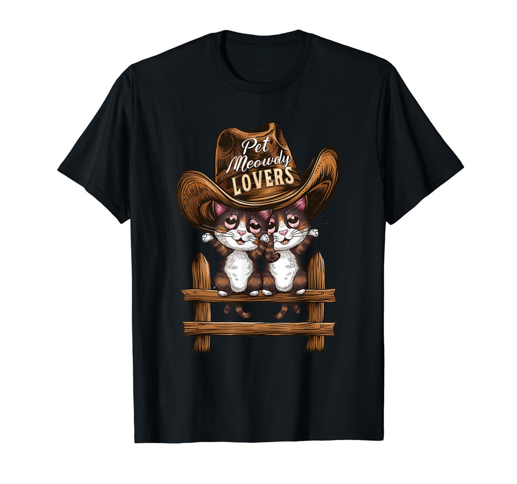 Cowboy Hat Pet Meowdy T-Shirt - Aesthetic Graphic Men Women - T-Shirt, Sweatshirt, Hoodie