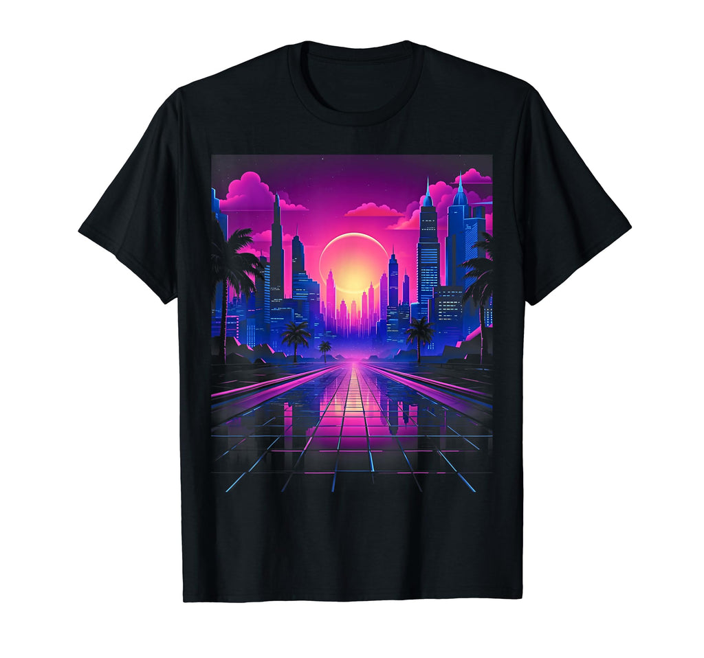 Vaporwave Cityscape 80S Synthwave 15 T-Shirt - Novelty Apparel Men Women - T-Shirt, Sweatshirt, Hoodie