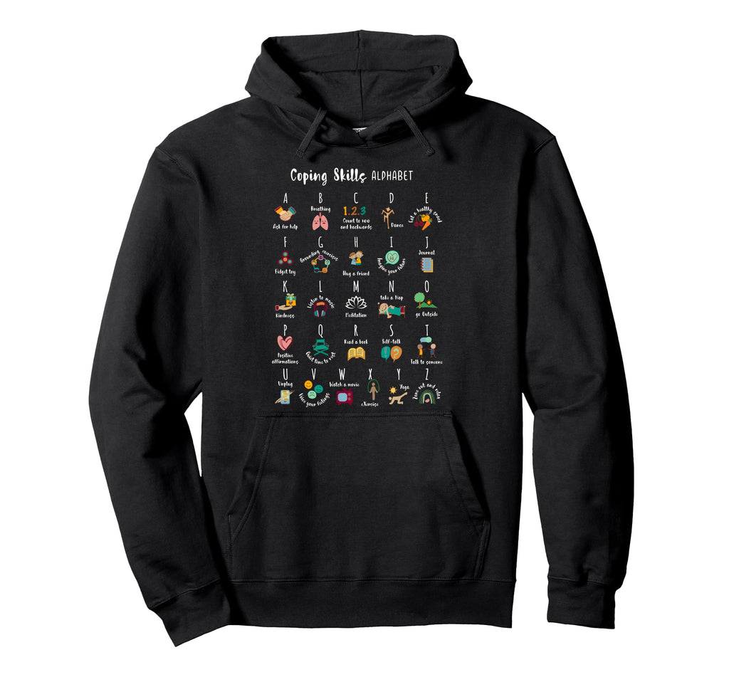 Abc Coping Skills Alphabet Self Care Hoodie - Aesthetic Graphic Unisex - T-Shirt, Sweatshirt, Hoodie