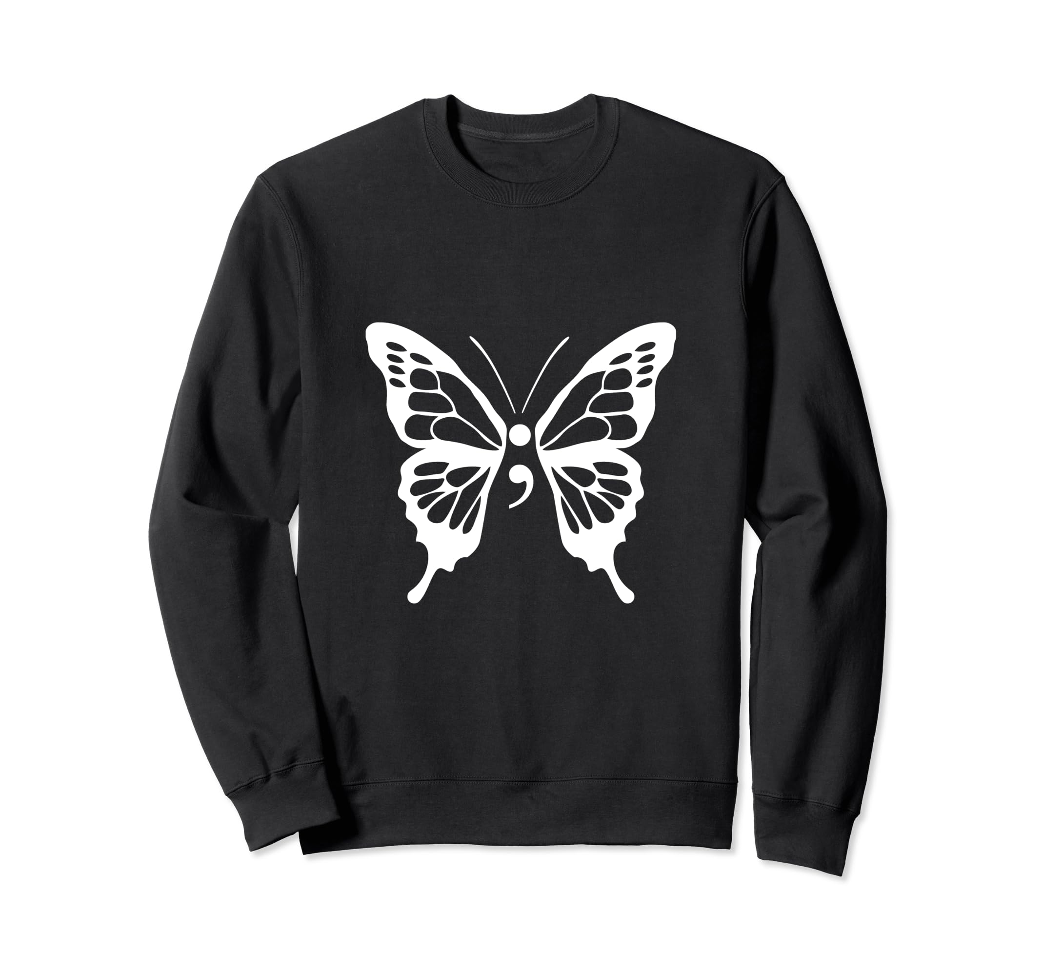 Butterfly Semicolon Mental Health Sweatshirt - Minimalist Print Men Women - T-Shirt, Sweatshirt, Hoodie