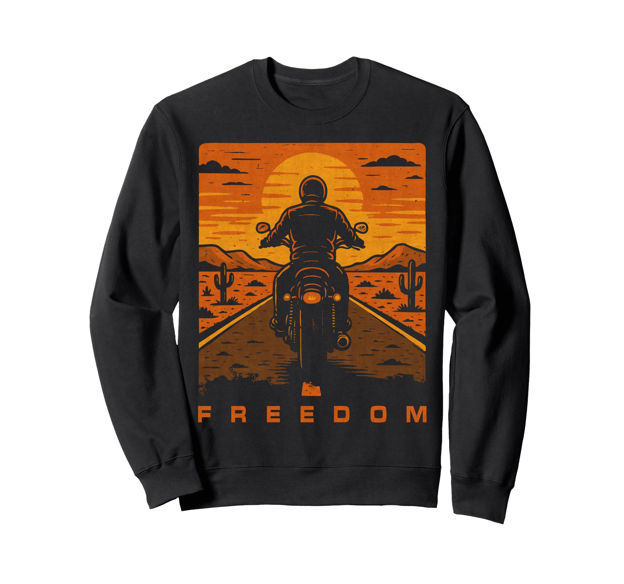 Freedom Silhouette Biker Motorcycle Sweatshirt - Trendy Graphic Unisex - T-Shirt, Sweatshirt, Hoodie