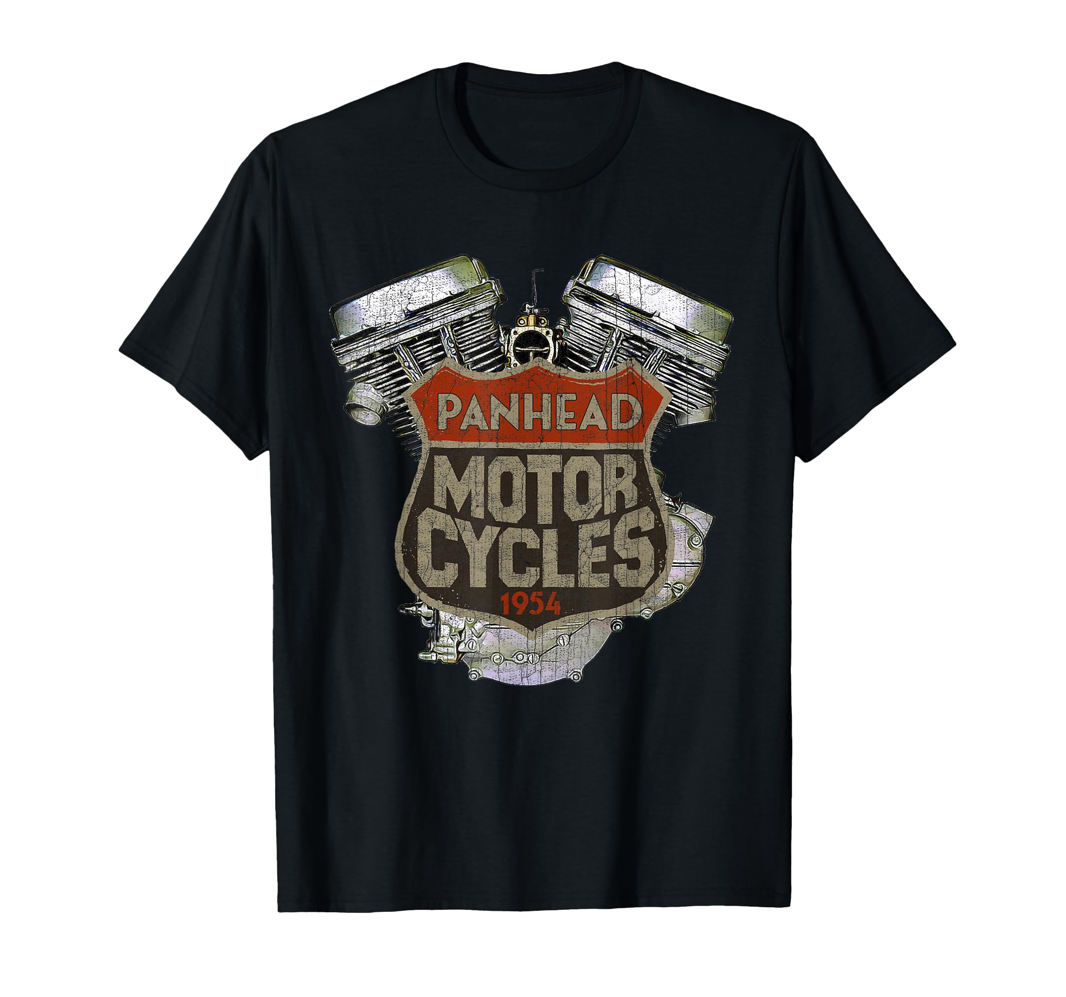 1954 Panhead Motorcycle Distressed Biker T-Shirt - Trendy Graphic Unisex - T-Shirt, Sweatshirt, Hoodie