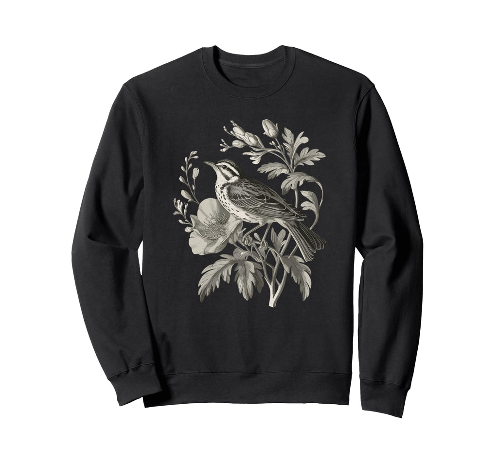 Romantic Botanical Sketch Bird Sweatshirt - Streetwear Style for Adults - T-Shirt, Sweatshirt, Hoodie