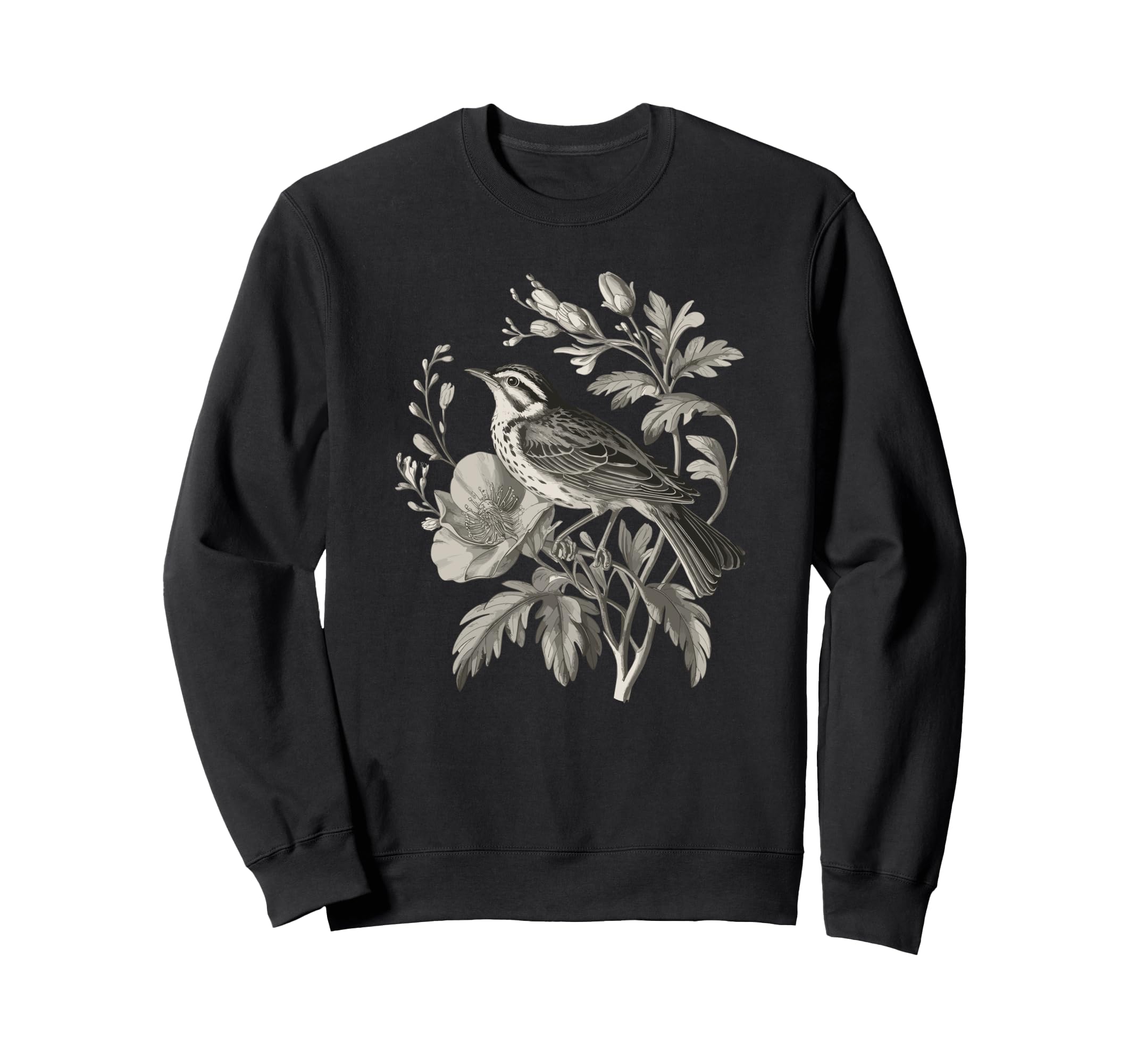 Romantic Botanical Sketch Bird Sweatshirt - Streetwear Style for Adults - T-Shirt, Sweatshirt, Hoodie