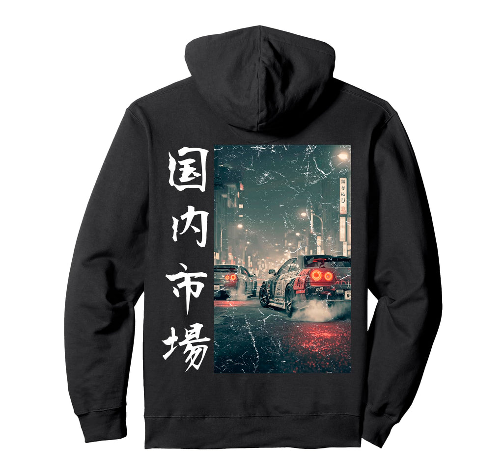 Distress Jdm Race Drift Cars Tokyo Hoodie - Fun Novelty Design Men Women - T-Shirt, Sweatshirt, Hoodie