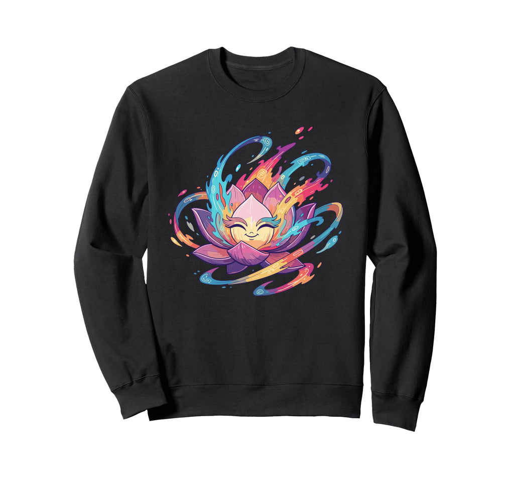 Smiling Lotus Flower Kawaii Sweatshirt - Trendy Graphic Men Women - T-Shirt, Sweatshirt, Hoodie