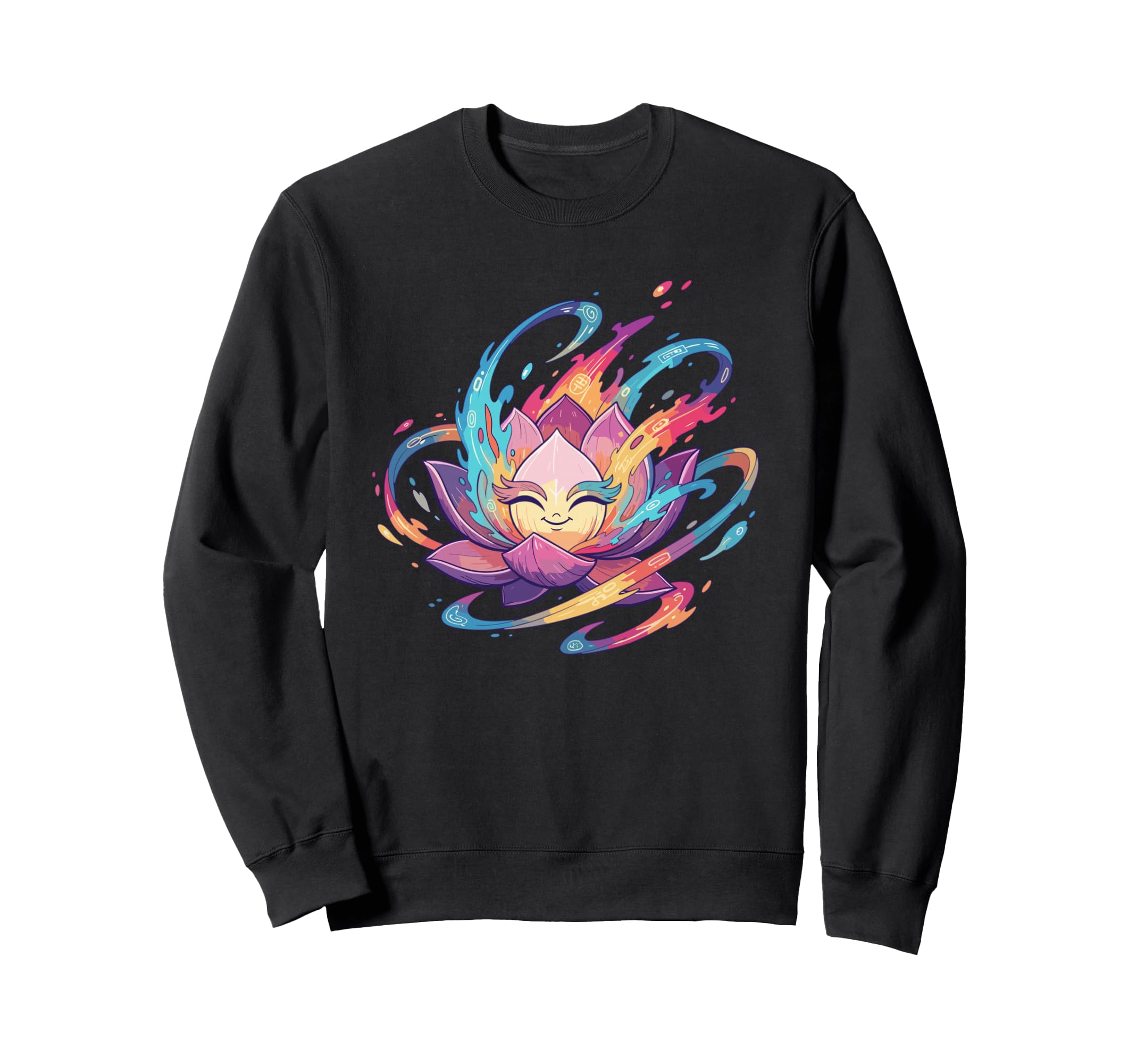 Smiling Lotus Flower Kawaii Sweatshirt - Trendy Graphic Men Women - T-Shirt, Sweatshirt, Hoodie