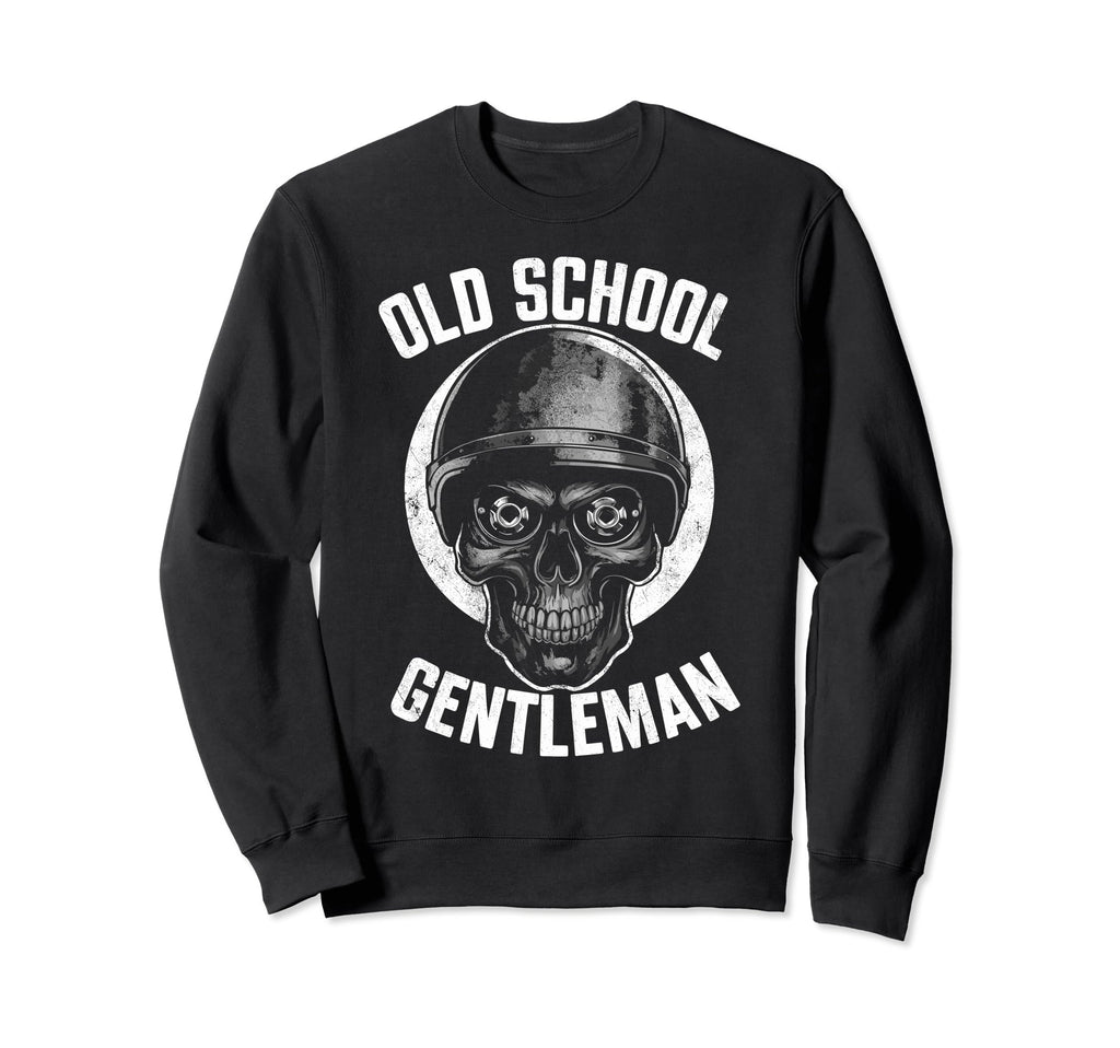 Biker Skull Motorcycle Gentleman Sweatshirt - Minimalist Print for Adults - T-Shirt, Sweatshirt, Hoodie