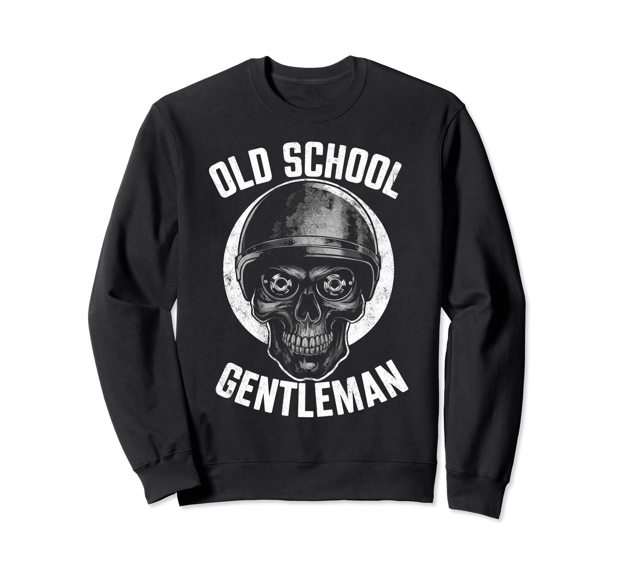 Biker Skull Motorcycle Gentleman Sweatshirt - Minimalist Print for Adults - T-Shirt, Sweatshirt, Hoodie