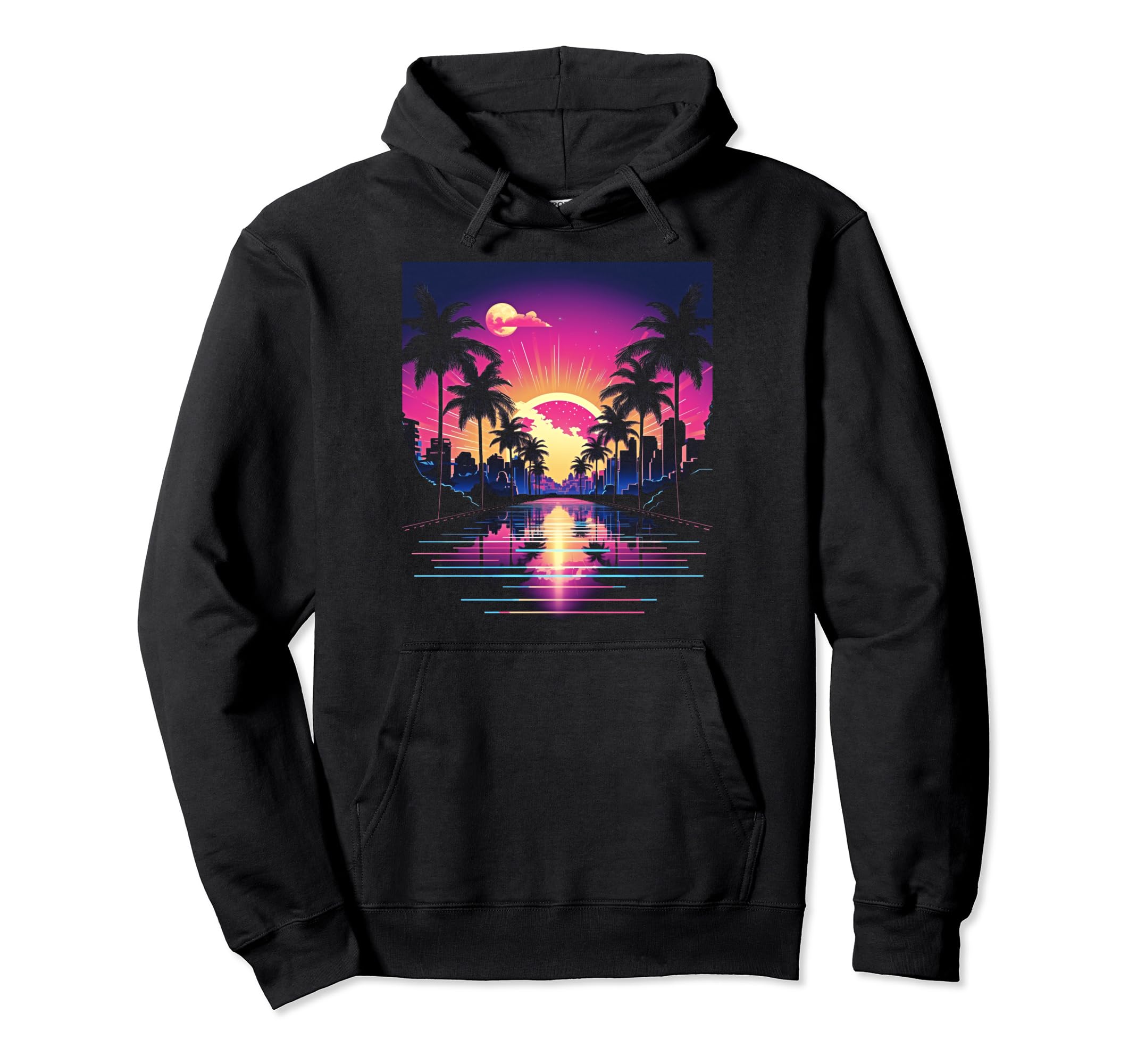 Vaporwave Cityscape 80S Synthwave 1 Hoodie - Streetwear Style Men Women - T-Shirt, Sweatshirt, Hoodie