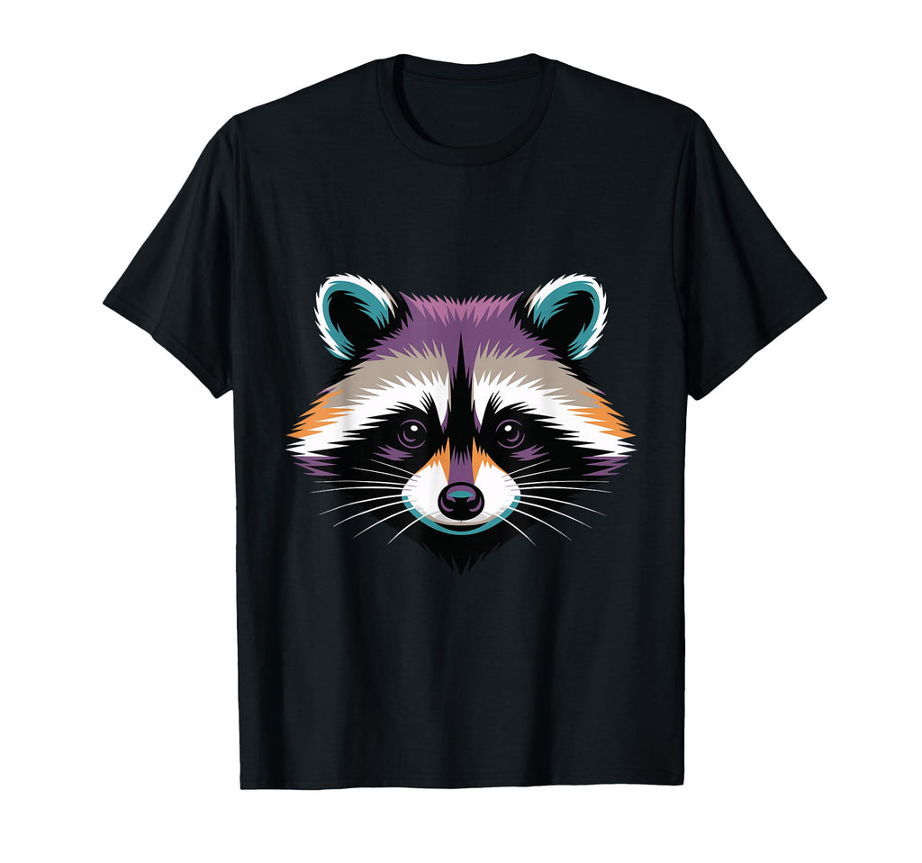 Vibrant Colorful Raccoon Face Head T-Shirt - Custom Art Print Unisex - T-Shirt, Sweatshirt, Hoodie
