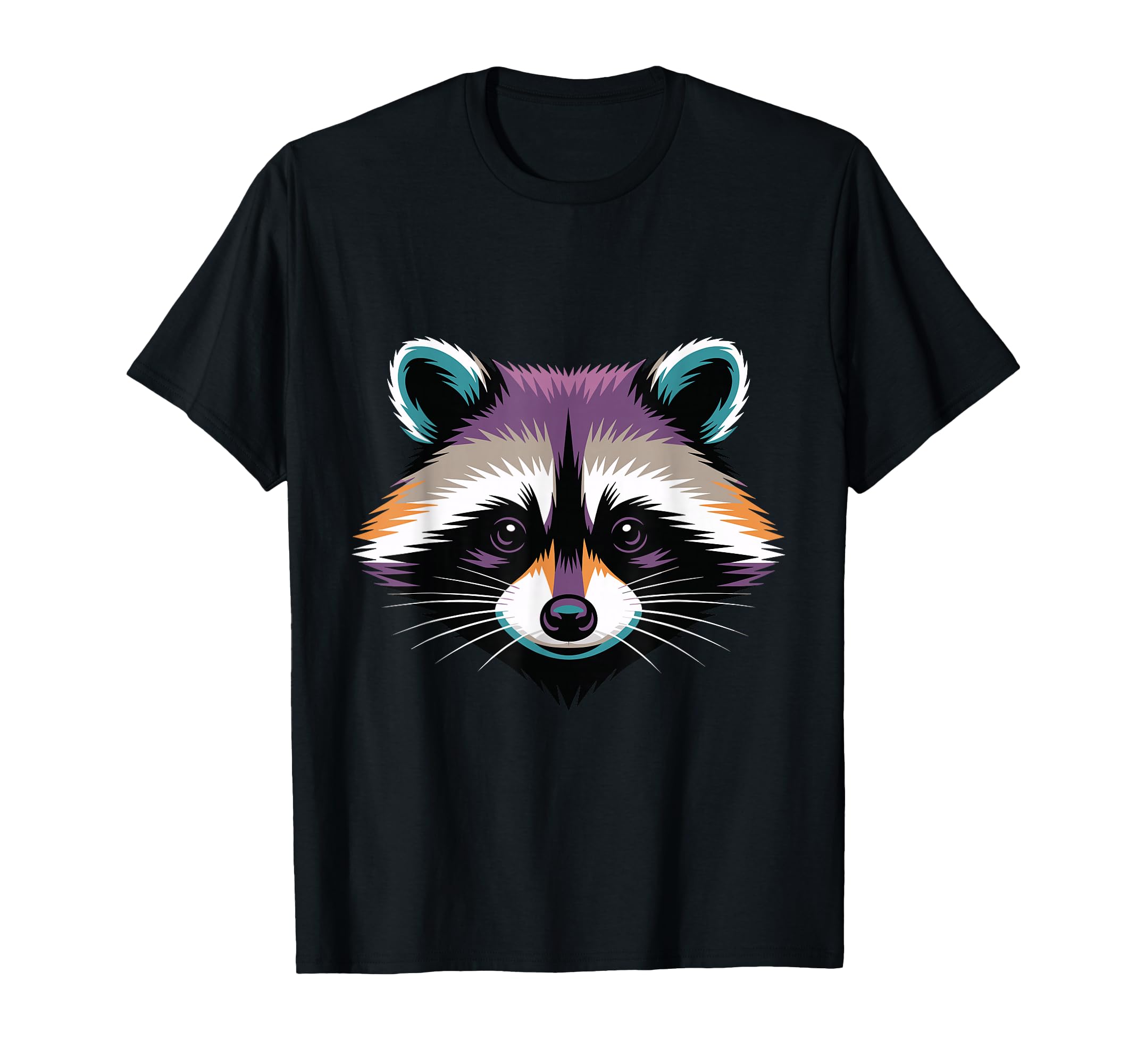 Vibrant Colorful Raccoon Face Head T-Shirt - Custom Art Print Unisex - T-Shirt, Sweatshirt, Hoodie