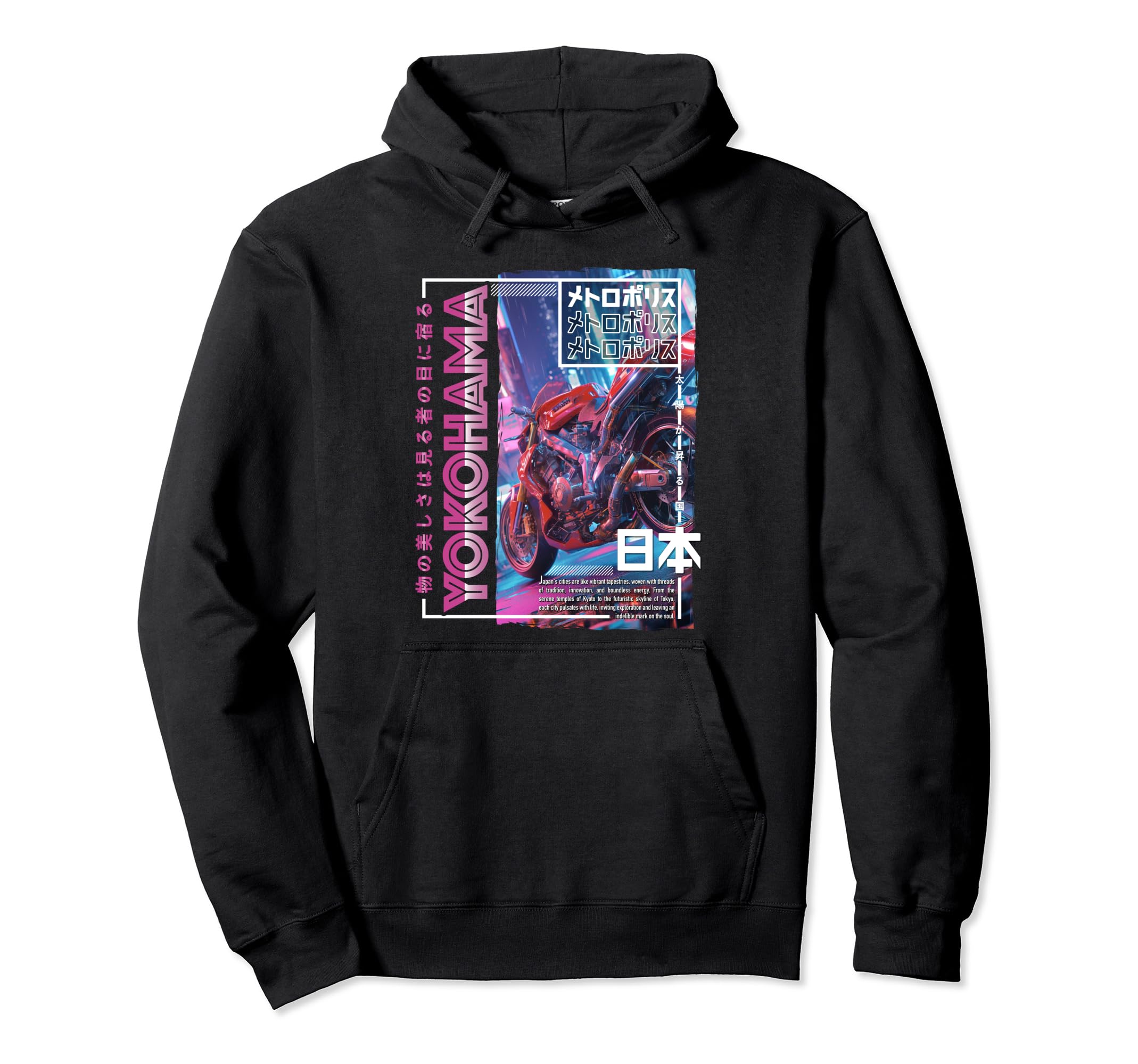 Yokohama City 80S Synthwave Hoodie - Custom Art Print for Adults - T-Shirt, Sweatshirt, Hoodie