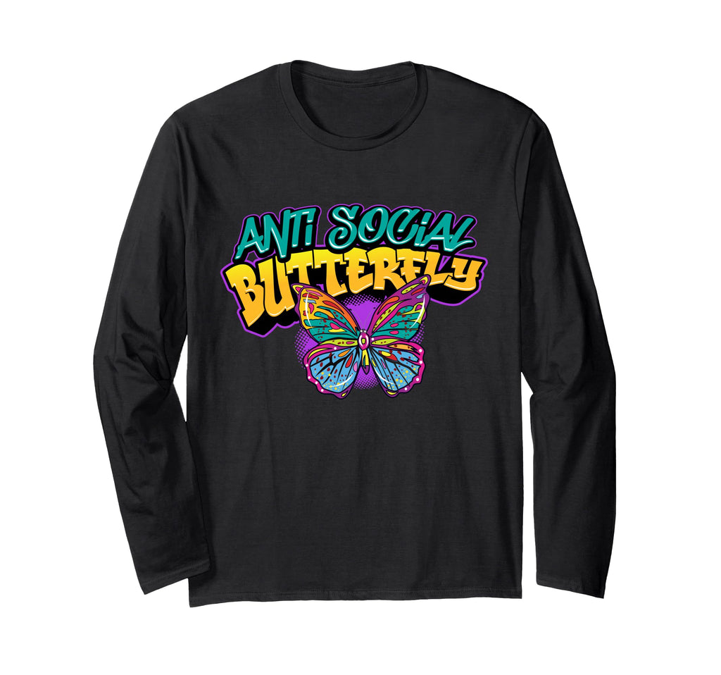 Graffiti Art Colorful Antisocial Butterfly T-Shirt - Unique Graphic Unisex - T-Shirt, Sweatshirt, Hoodie