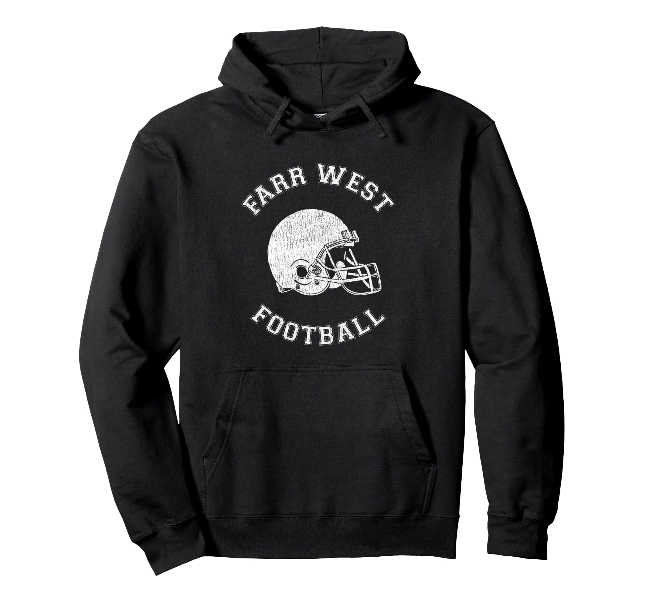 Farr West Football Distressed 1980S P E Hoodie - Novelty Apparel Unisex - T-Shirt, Sweatshirt, Hoodie