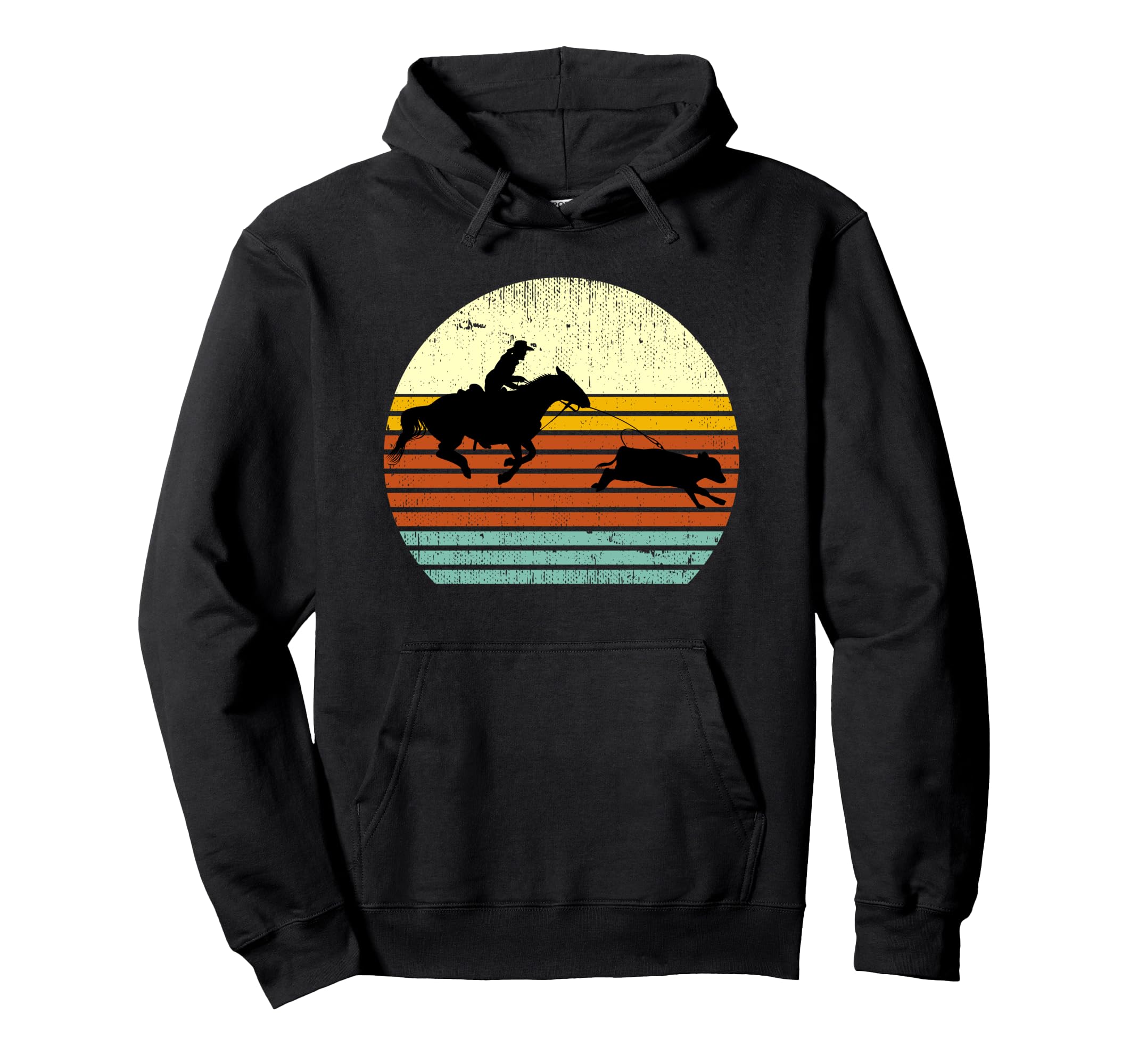 Western Cow Horse Calf Roping Sun Hoodie - Minimalist Print Men Women - T-Shirt, Sweatshirt, Hoodie