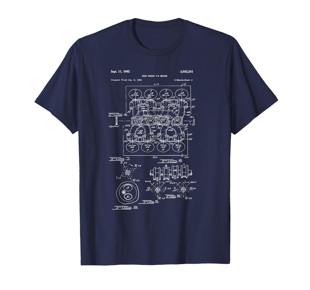 Engine Block Blueprint Diagram T-Shirt - Casual Everyday Wear for Adults - T-Shirt, Sweatshirt, Hoodie