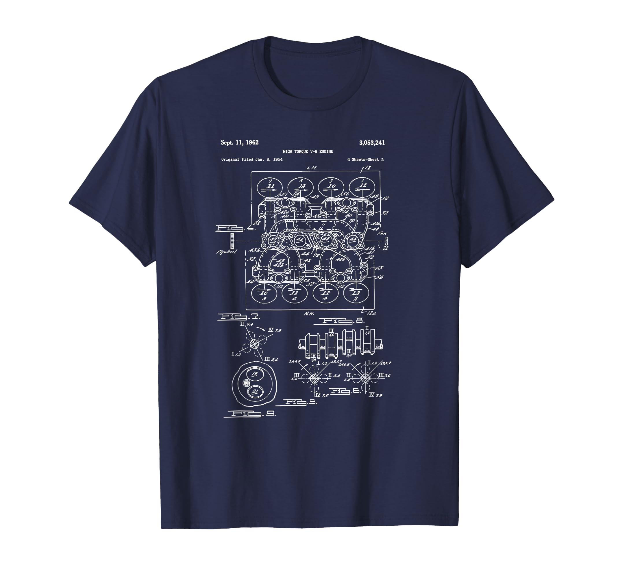 Engine Block Blueprint Diagram T-Shirt - Casual Everyday Wear for Adults - T-Shirt, Sweatshirt, Hoodie