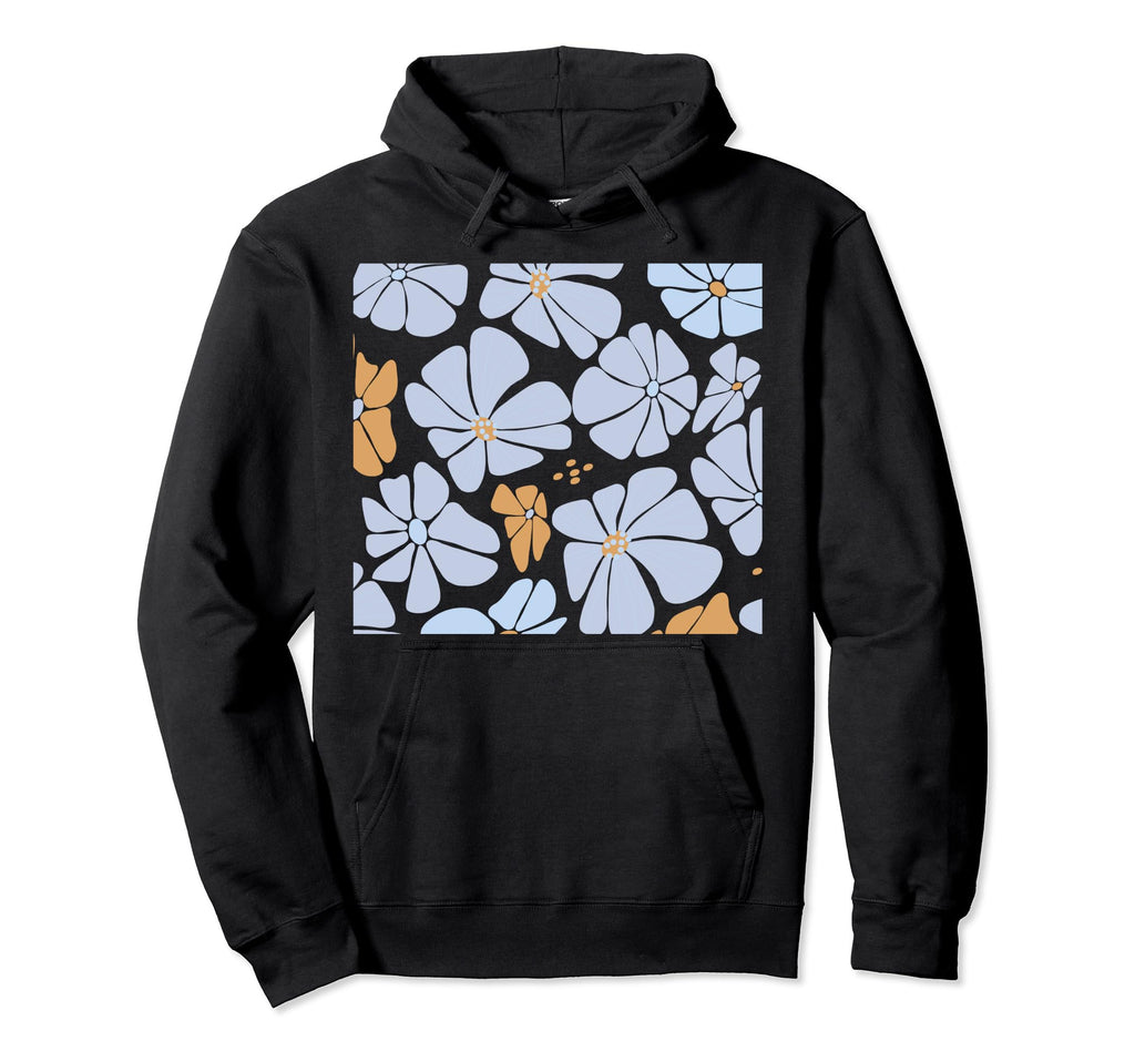 Abstract Floral Blue Pattern Hoodie - Graphic Print Men Women - T-Shirt, Sweatshirt, Hoodie