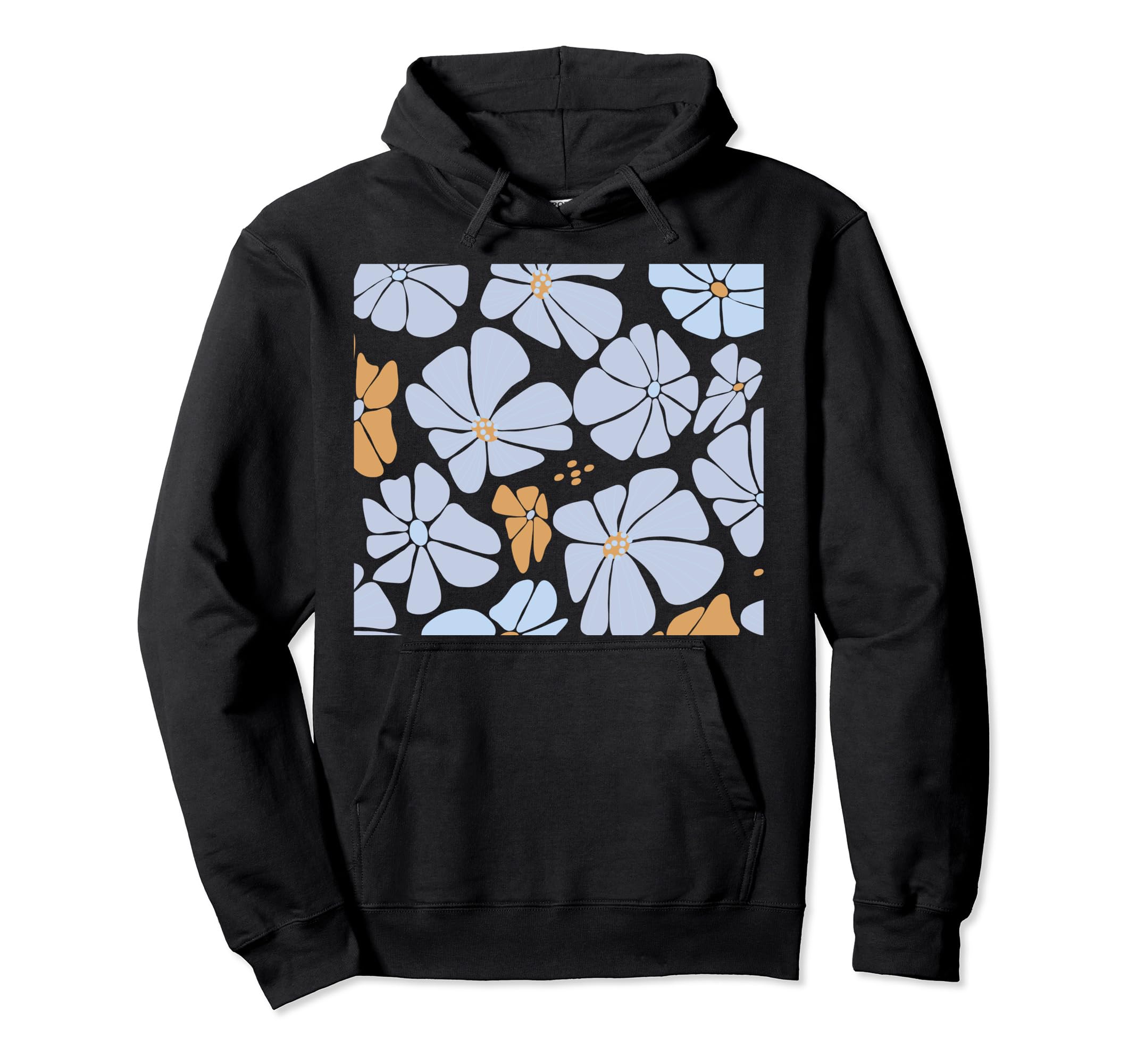 Abstract Floral Blue Pattern Hoodie - Graphic Print Men Women - T-Shirt, Sweatshirt, Hoodie