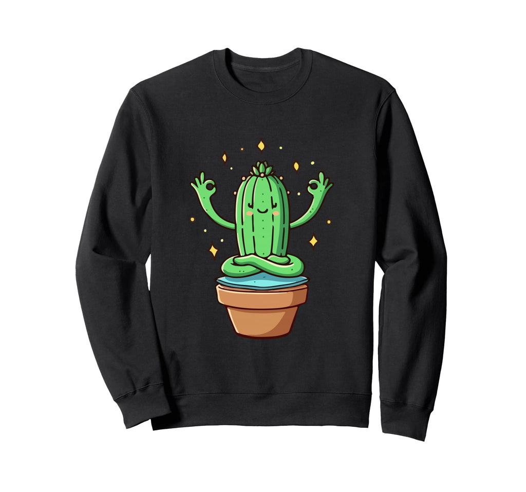 Meditation Cactus Yoga Pose Sweatshirt - Novelty Apparel Men Women - T-Shirt, Sweatshirt, Hoodie