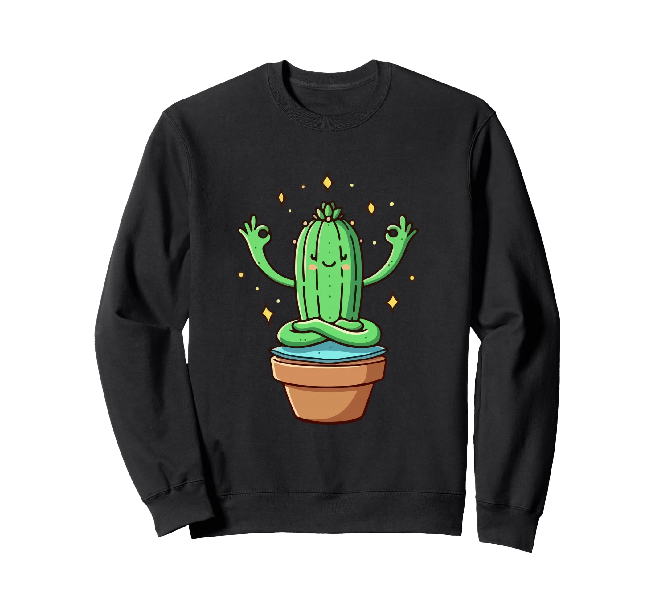 Meditation Cactus Yoga Pose Sweatshirt - Novelty Apparel Men Women - T-Shirt, Sweatshirt, Hoodie