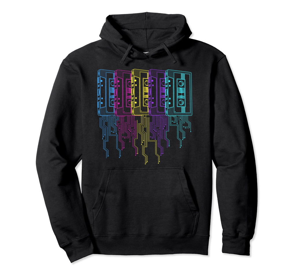 80S Cassette Tape Circuit Synthwave Hoodie - Novelty Apparel for Adults - T-Shirt, Sweatshirt, Hoodie