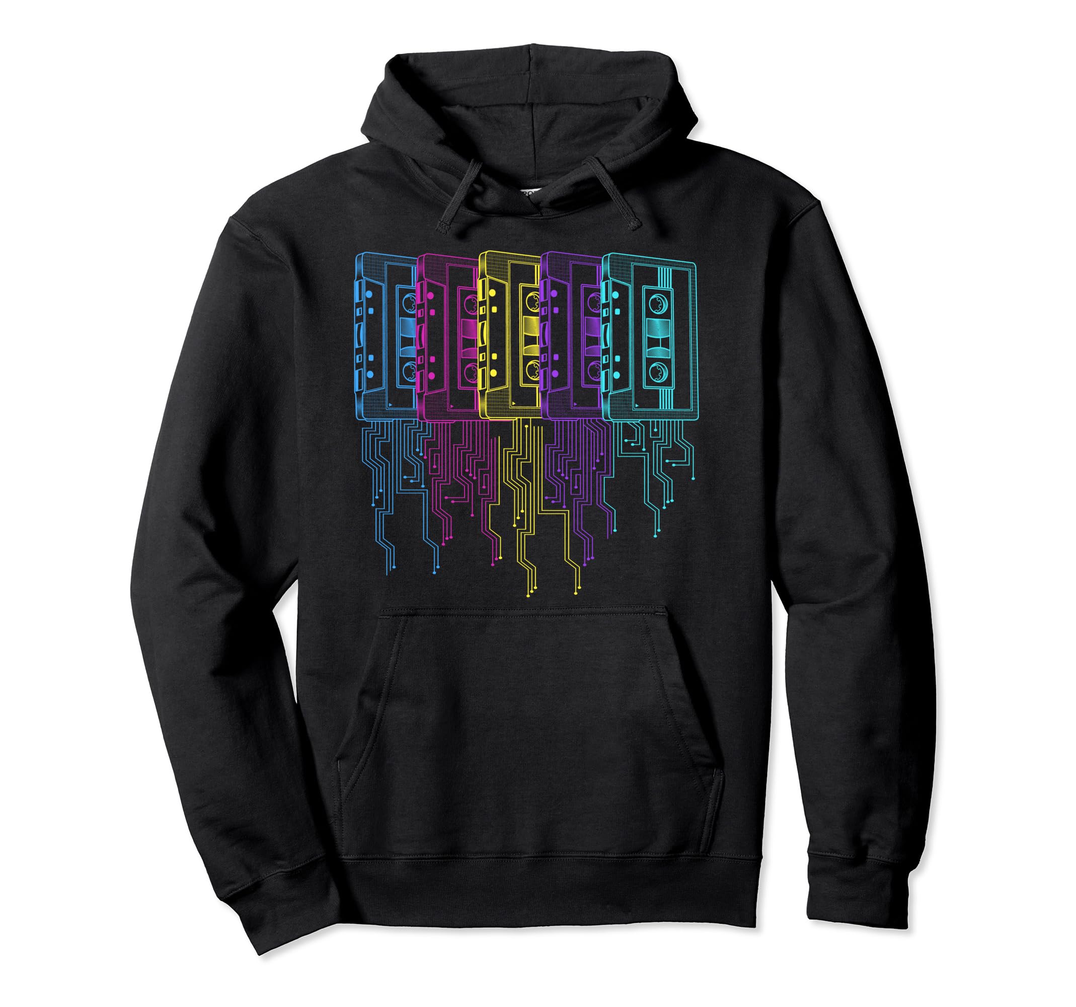 80S Cassette Tape Circuit Synthwave Hoodie - Novelty Apparel for Adults - T-Shirt, Sweatshirt, Hoodie