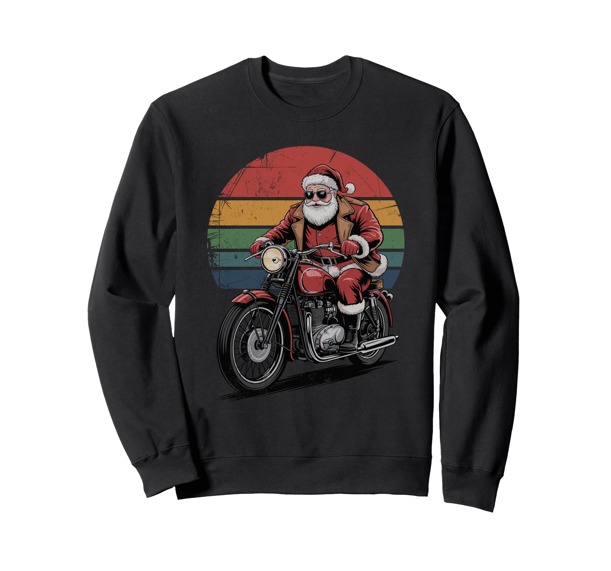 Santa Riding Motorcycle 90S Holiday Sweatshirt - Trendy Graphic Men Women - T-Shirt, Sweatshirt, Hoodie