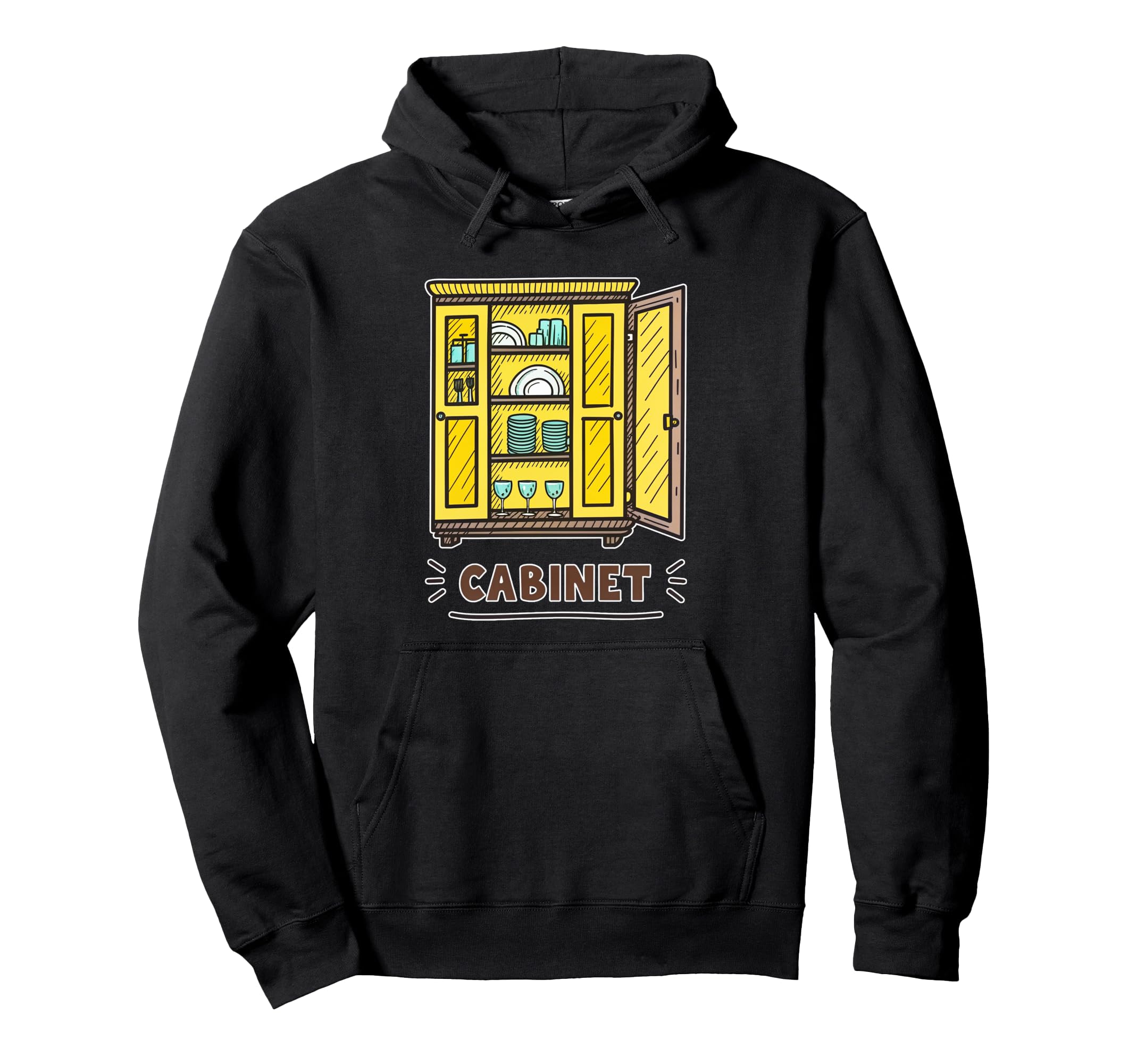 Cabinet Illustration Cozy Dishes Hoodie - Streetwear Style Men Women - T-Shirt, Sweatshirt, Hoodie
