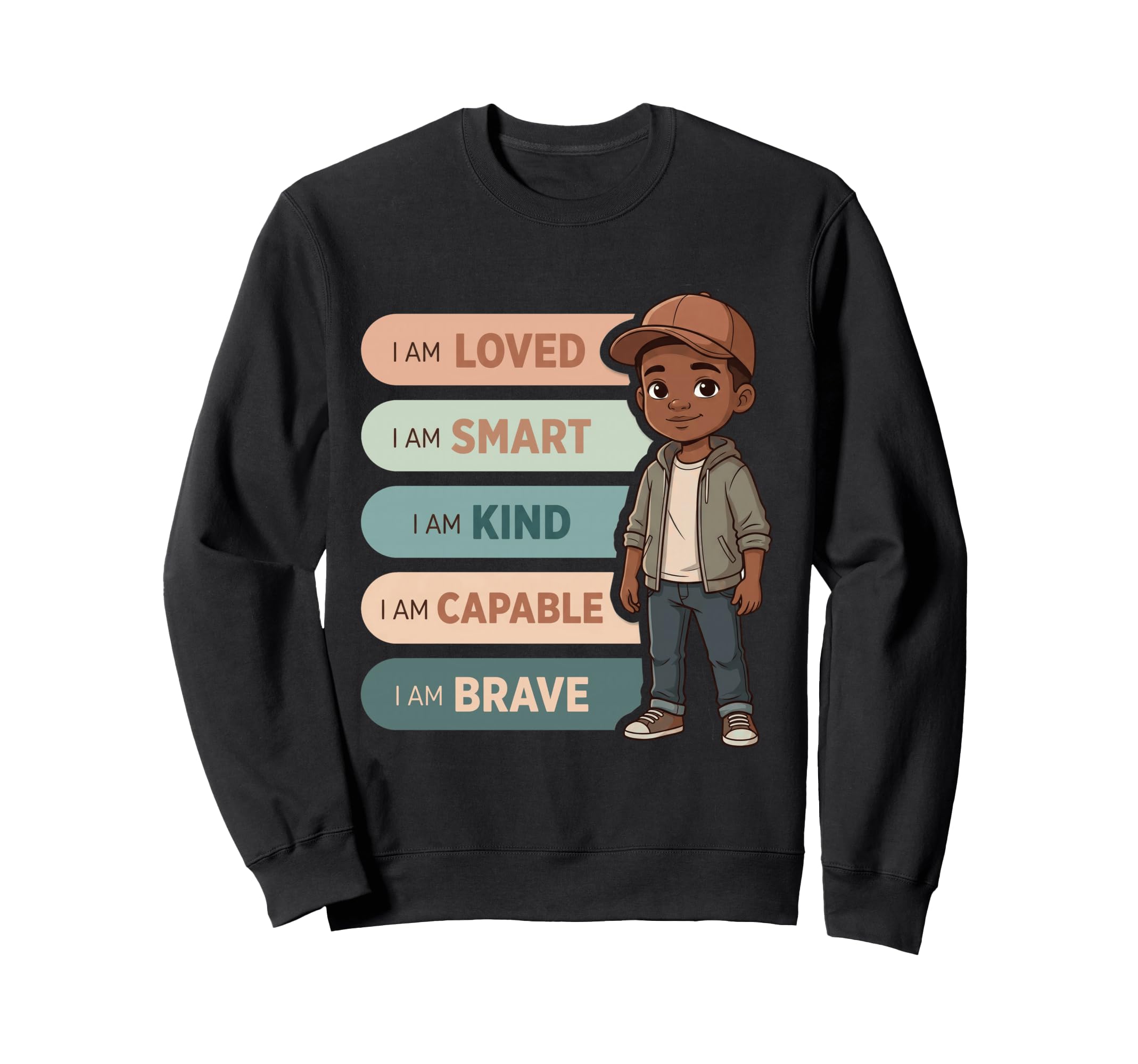 Black Affirmations I Am Brave Smart Sweatshirt - Unique Graphic for Adults - T-Shirt, Sweatshirt, Hoodie