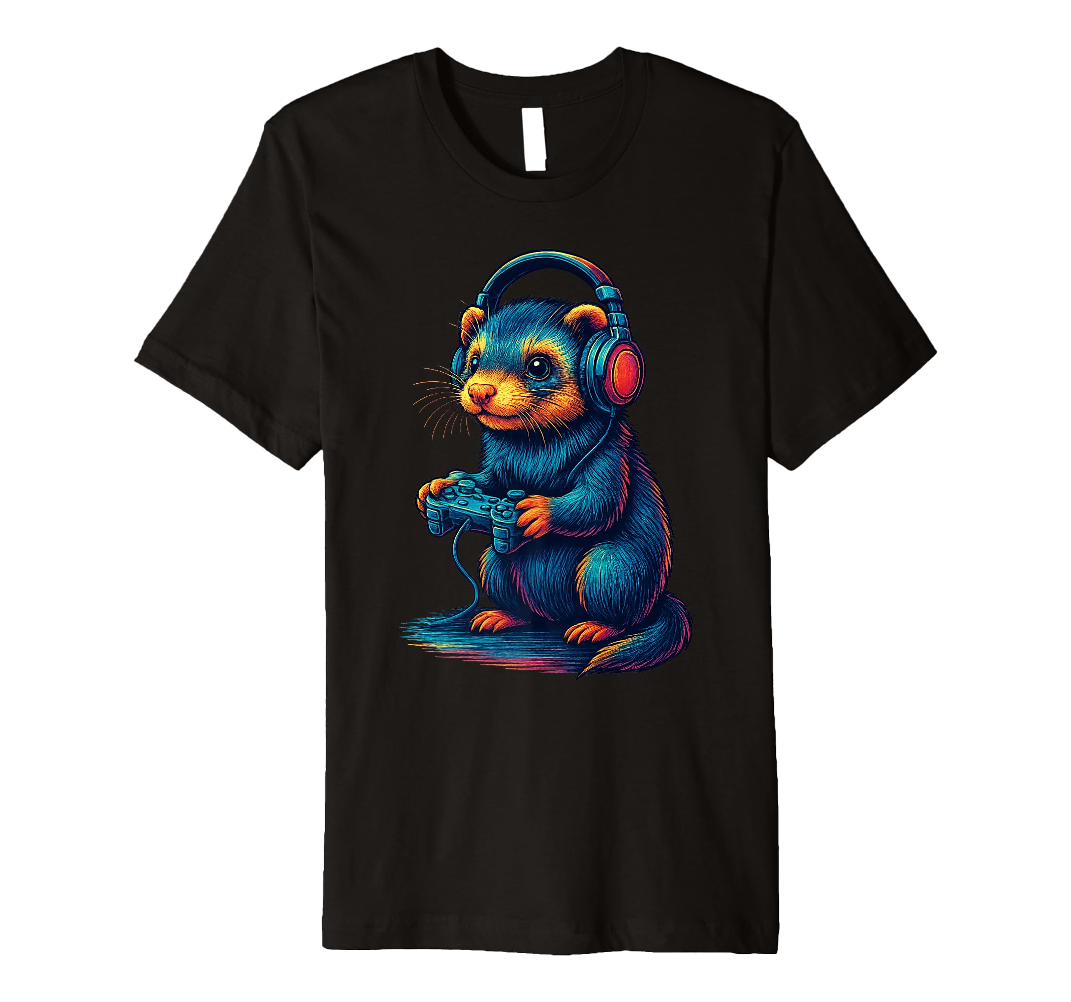 Ferret Gamer Gaming Pet Lover T-Shirt - Graphic Print Unisex - T-Shirt, Sweatshirt, Hoodie