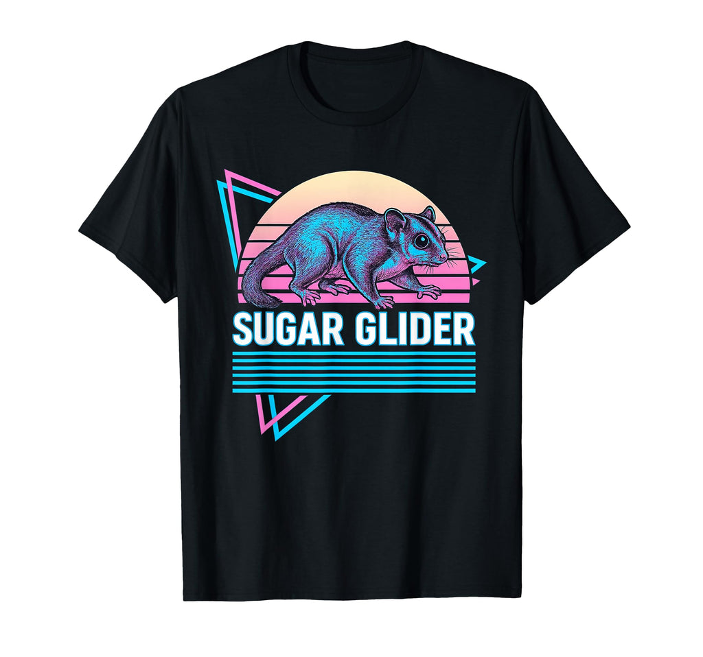 Sugar Glider Synthwave Aesthetic Pet Lover T-Shirt - Graphic Print Unisex - T-Shirt, Sweatshirt, Hoodie