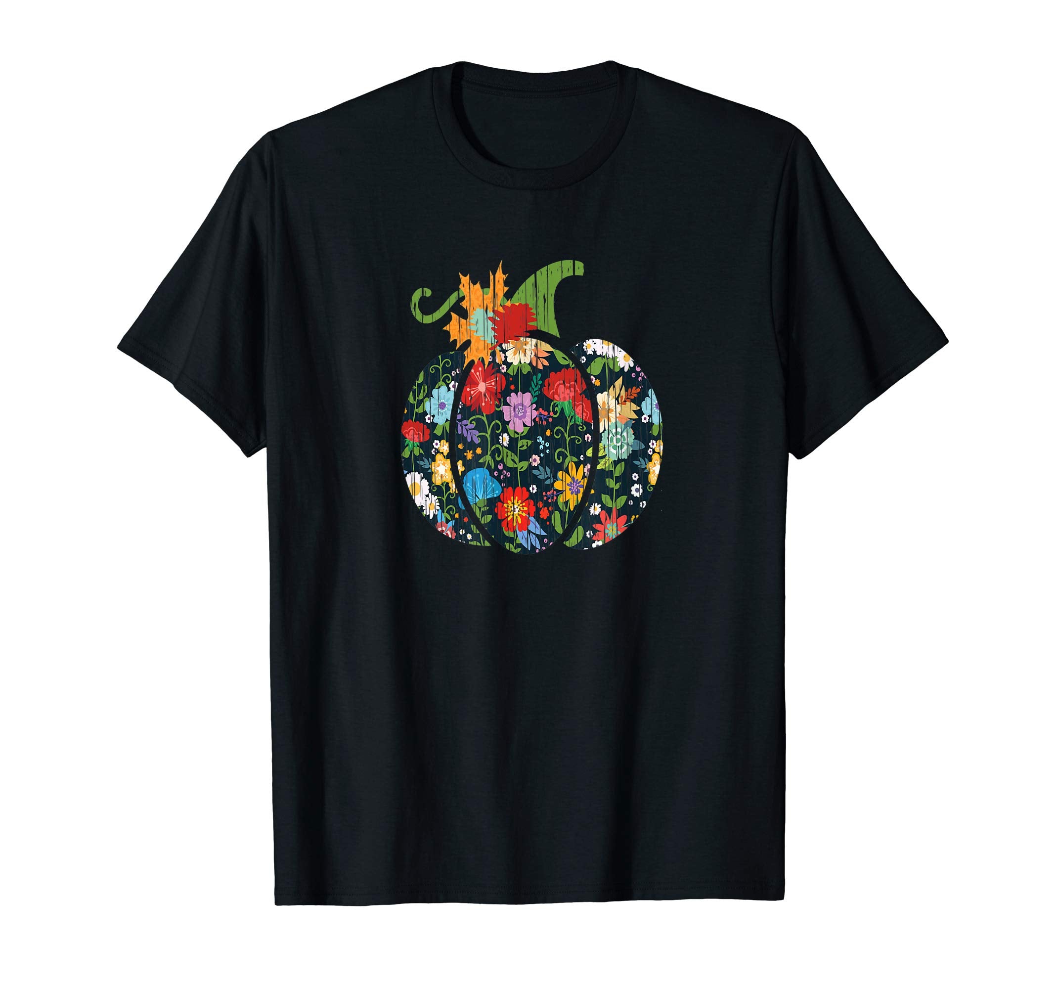 Autumn Pumpkin Fall Floral Pattern T-Shirt - Unique Graphic for Adults - T-Shirt, Sweatshirt, Hoodie