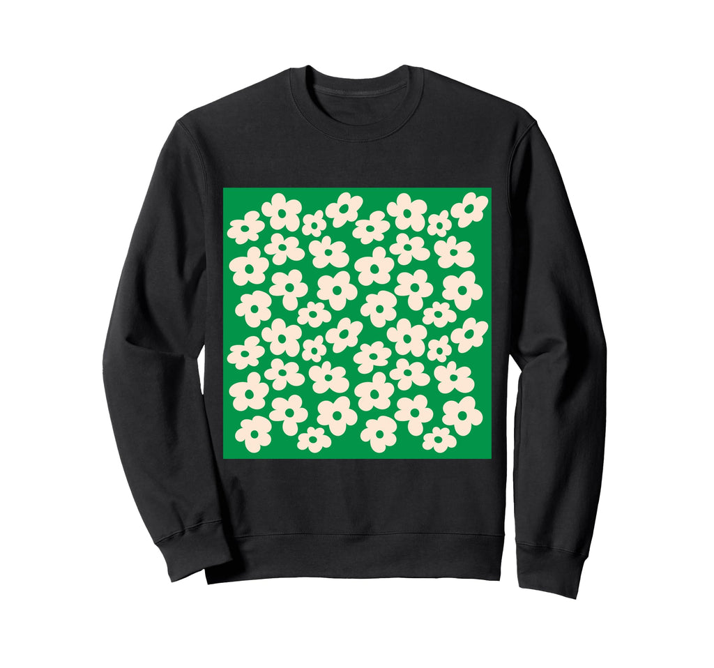 Aesthetic Cream Flowers Kelly Green Sweatshirt - Unique Graphic for Adults - T-Shirt, Sweatshirt, Hoodie